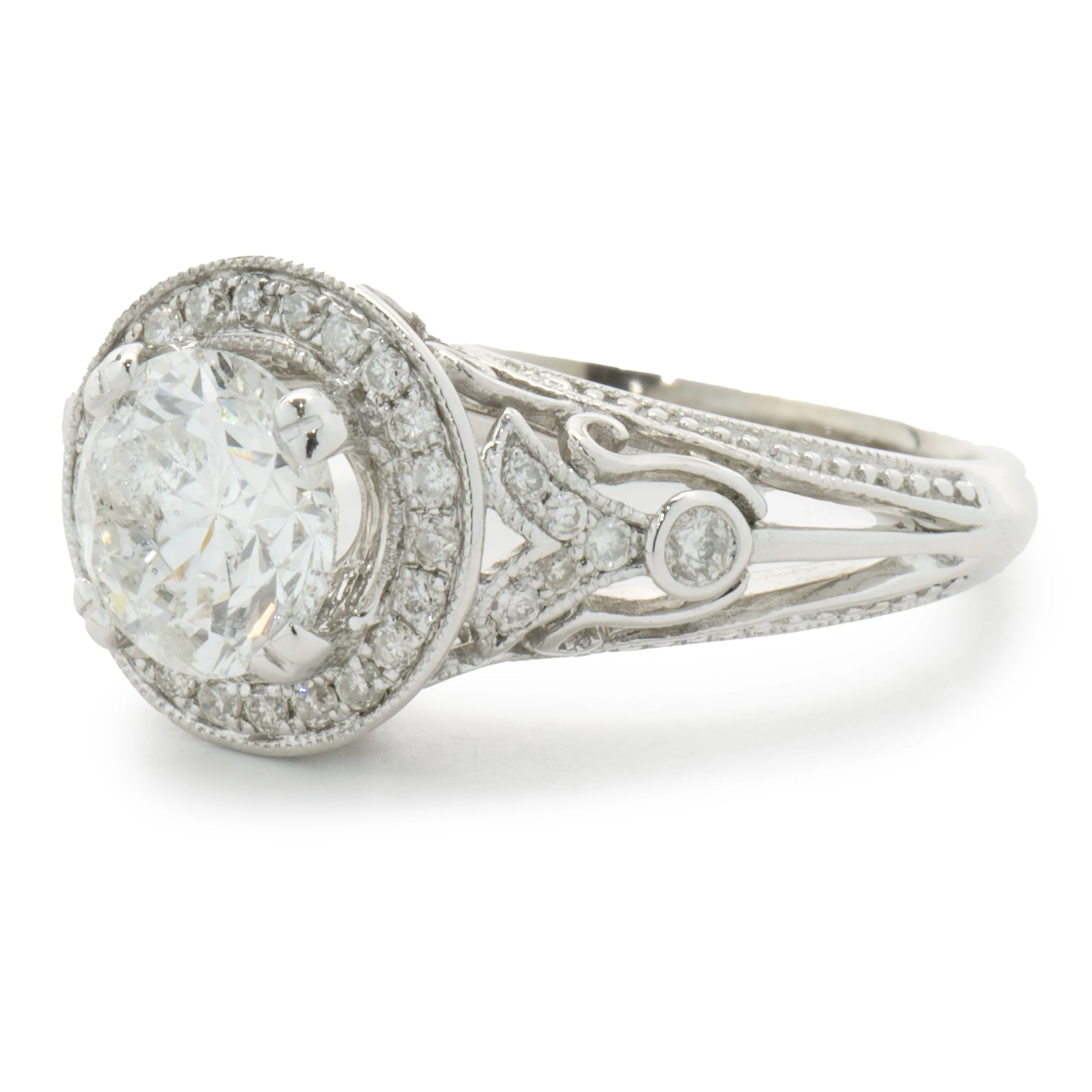 14 Karat White Gold Round Brilliant Cut Diamond Engagement Ring - Image 2
