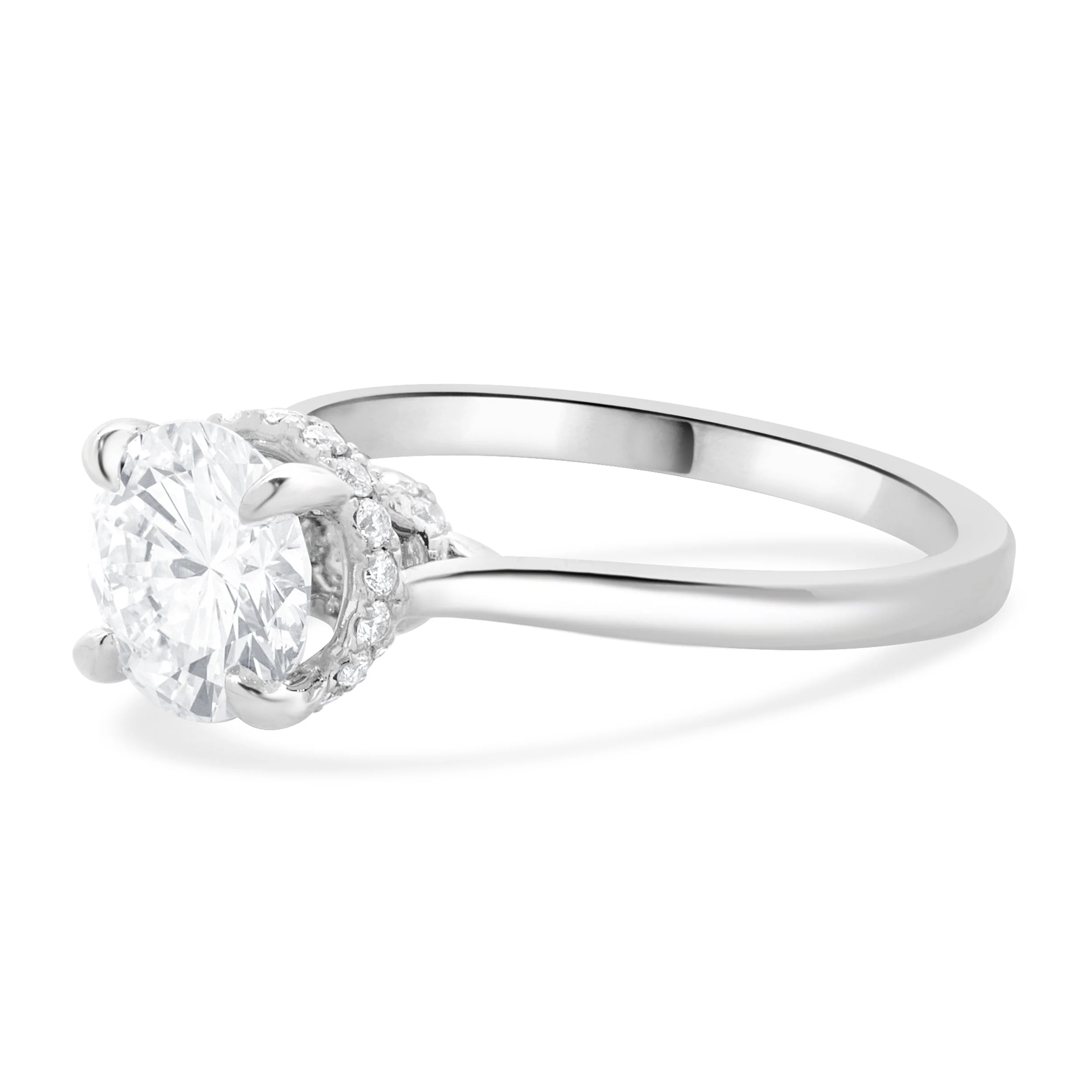 14 Karat White Gold Round Brilliant Cut Diamond Engagement Ring - Image 2