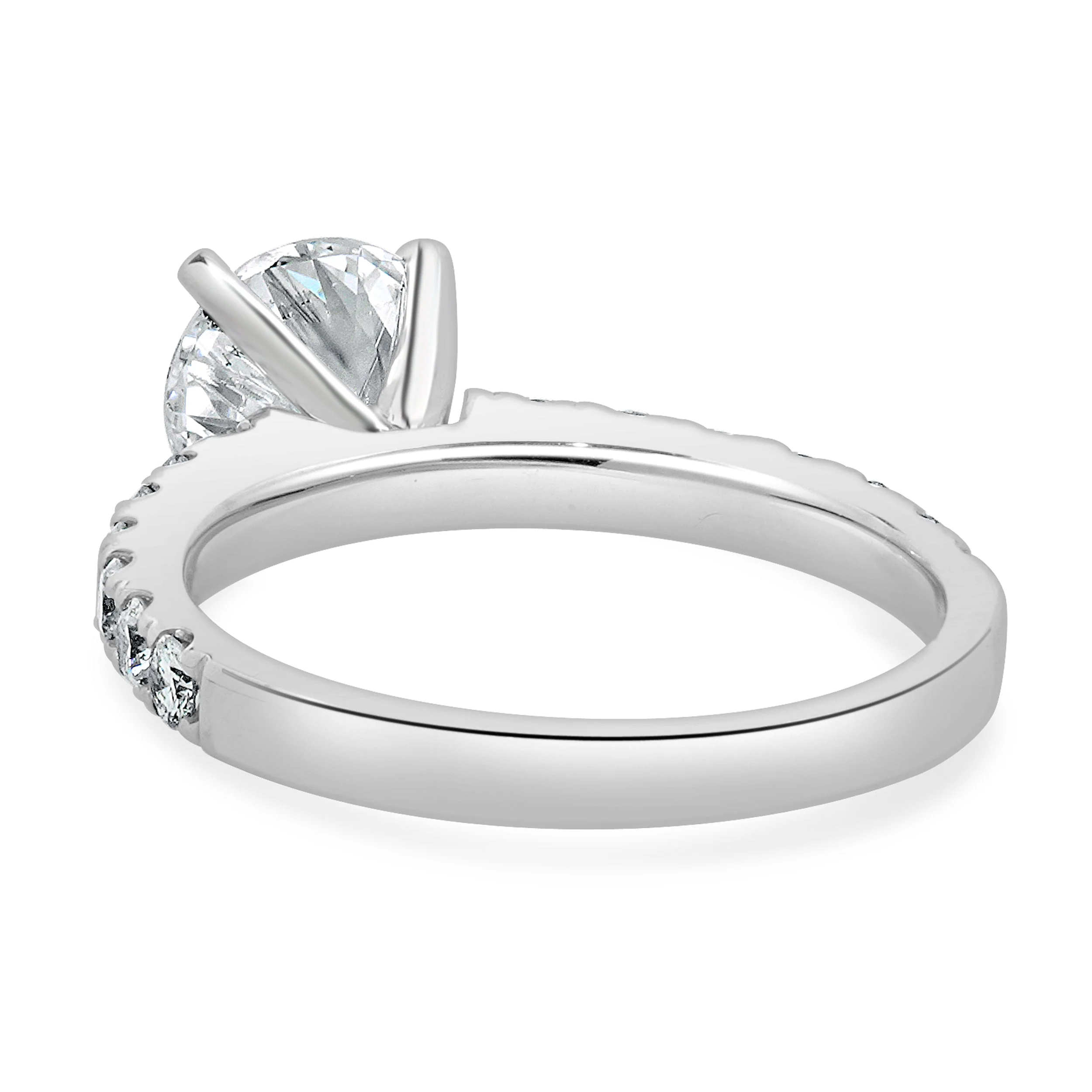 14 Karat White Gold Round Brilliant Cut Diamond Engagement Ring - Image 3
