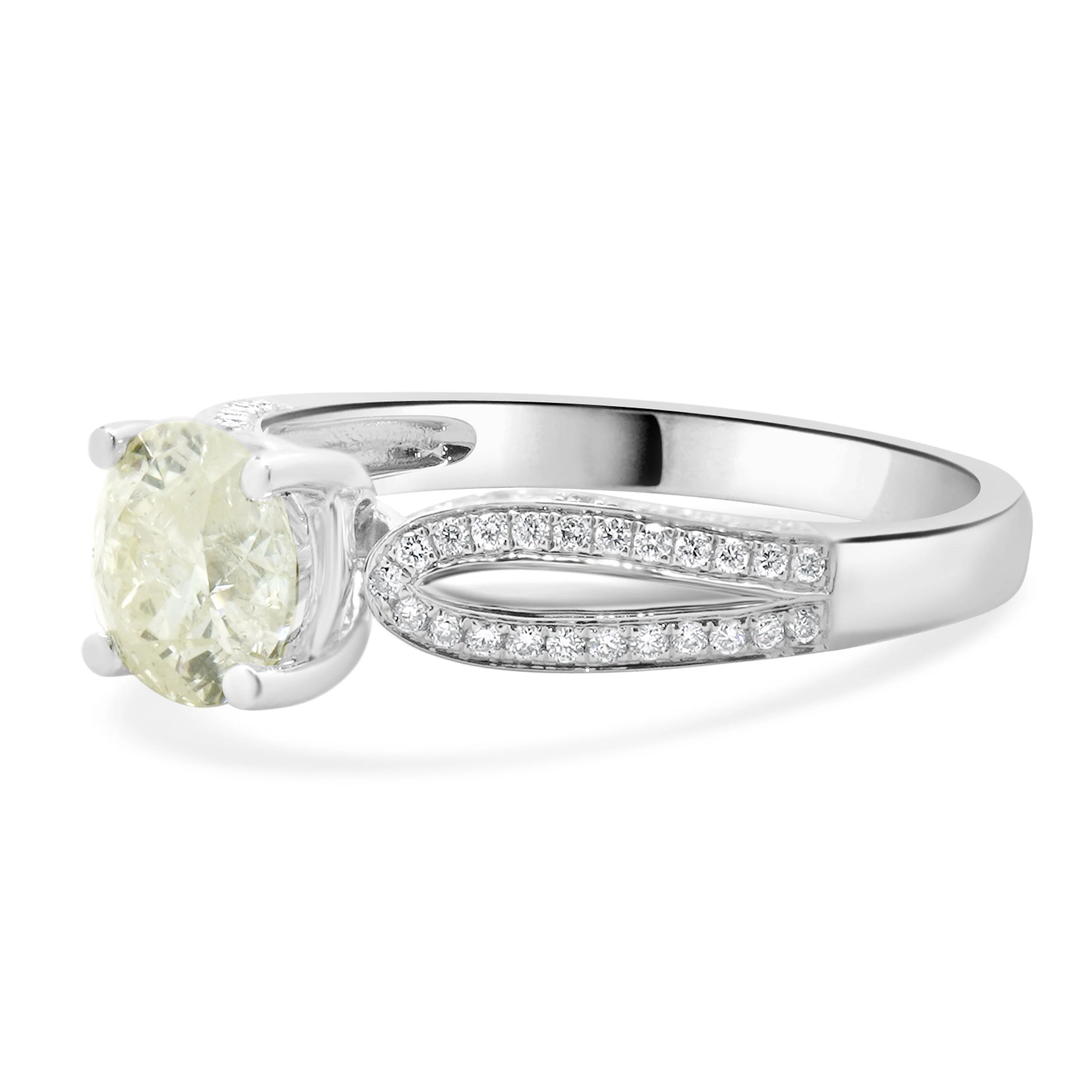 14 Karat White Gold Round Brilliant Cut Diamond Engagement Ring - Image 2