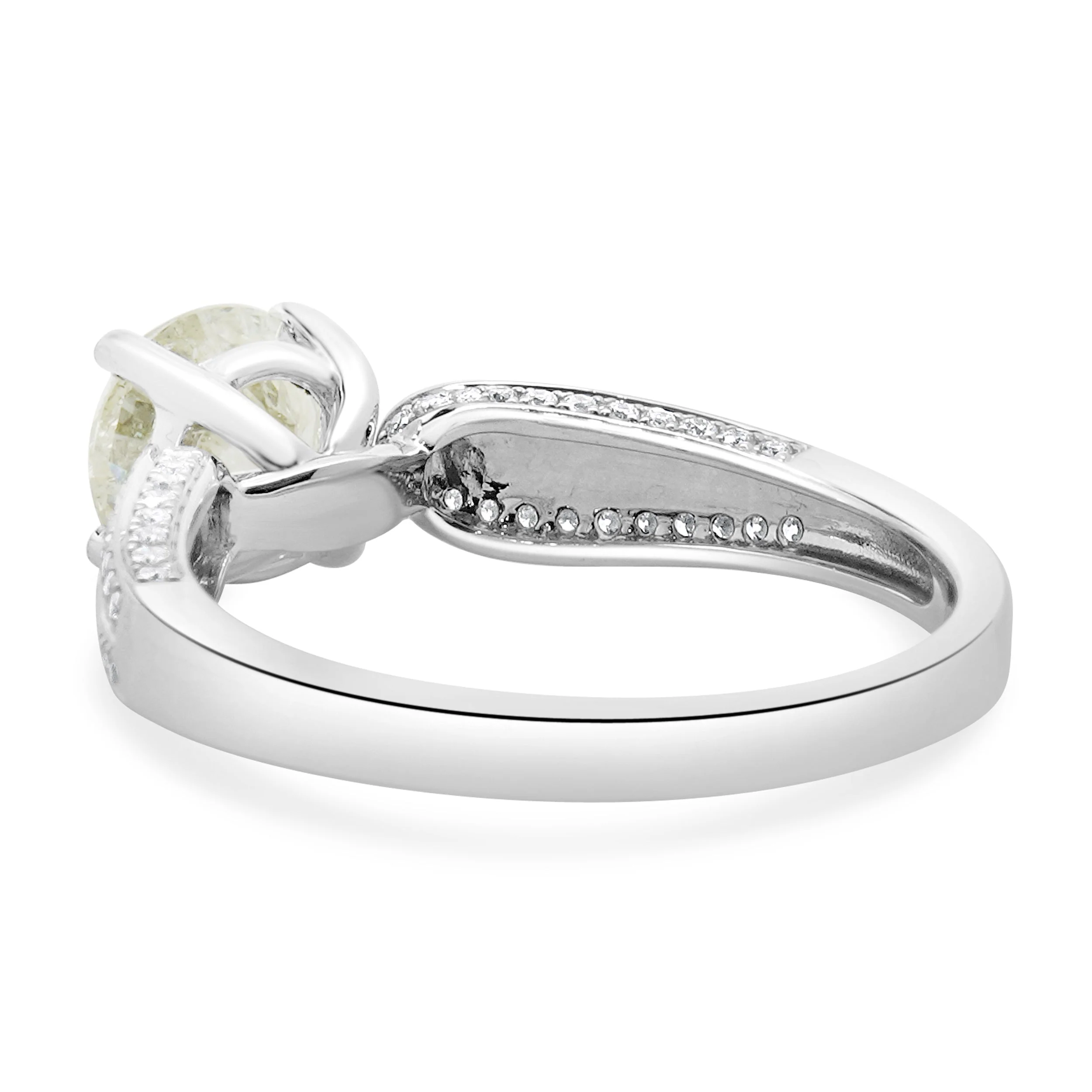 14 Karat White Gold Round Brilliant Cut Diamond Engagement Ring - Image 3