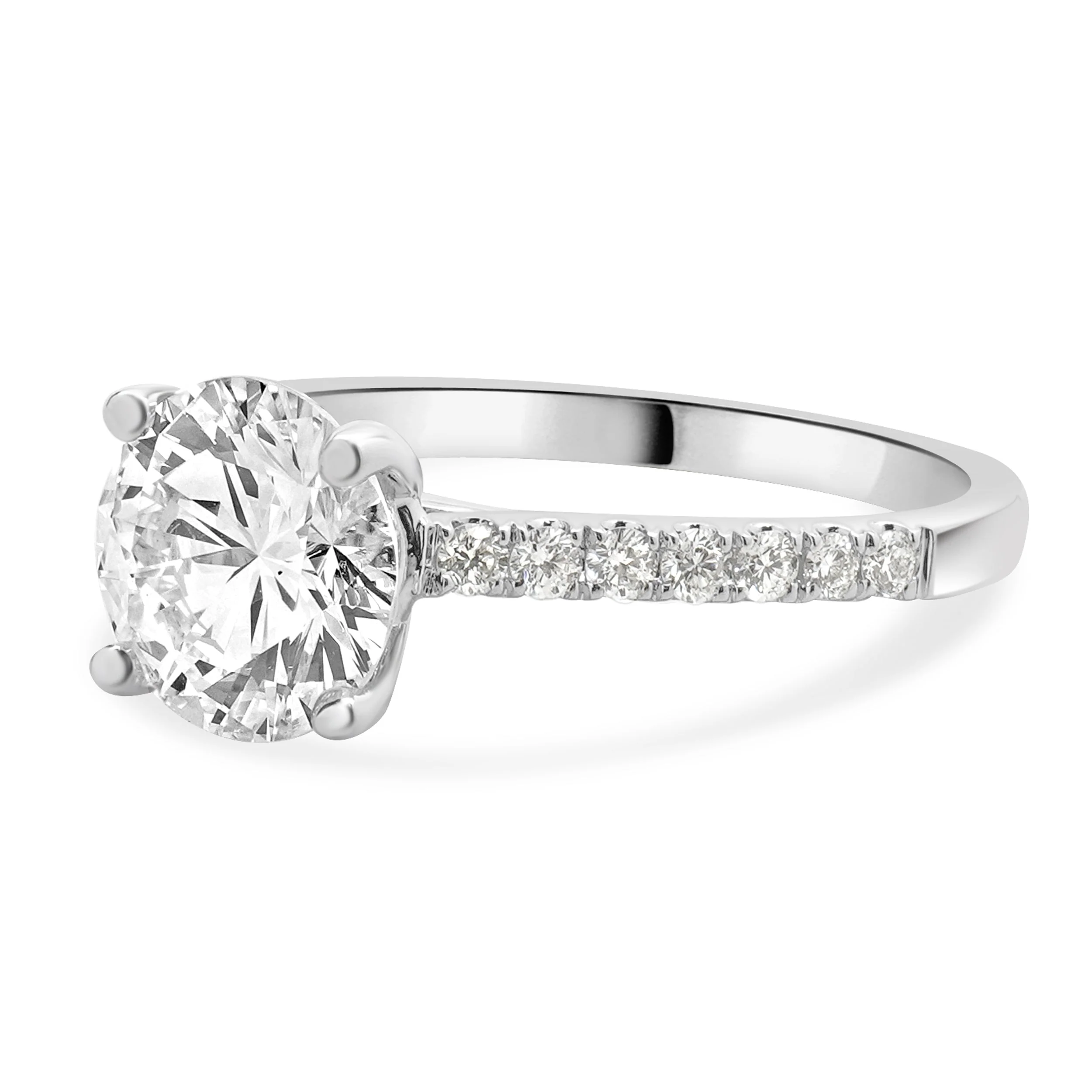 14 Karat White Gold Round Brilliant Cut Diamond Engagement Ring - Image 2