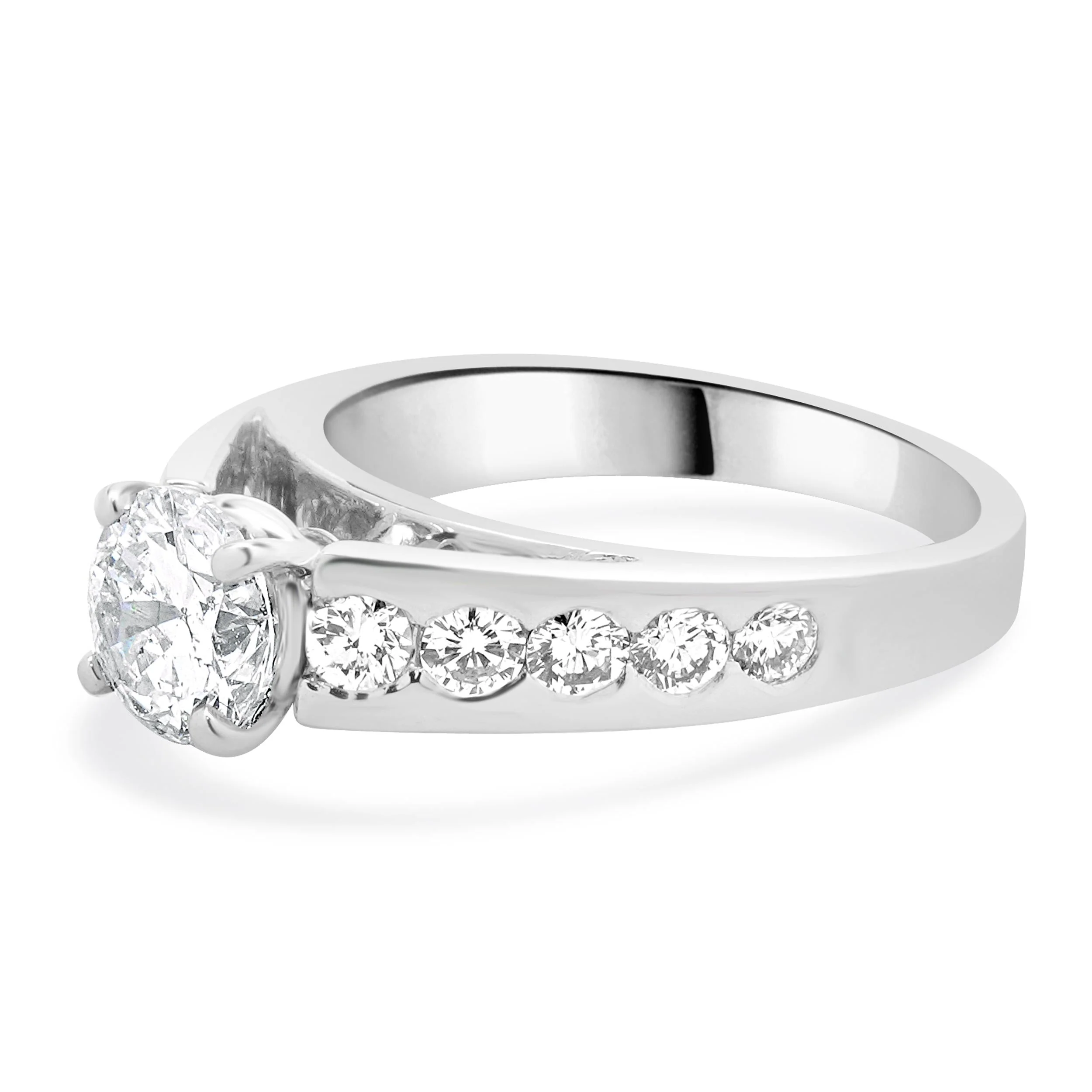 14 Karat White Gold Round Brilliant Cut Diamond Engagement Ring - Image 2