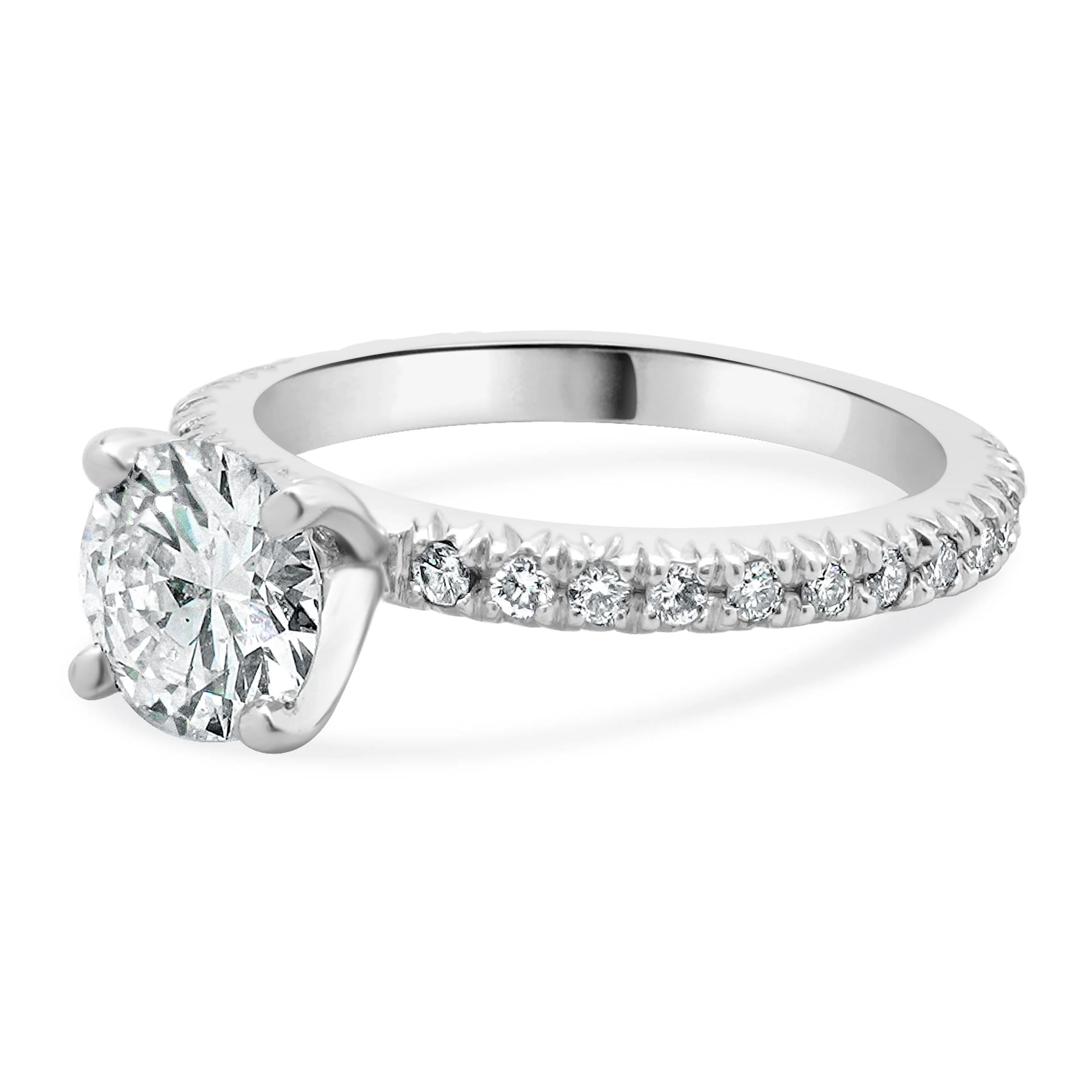 14 Karat White Gold Round Brilliant Cut Diamond Engagement Ring - Image 2