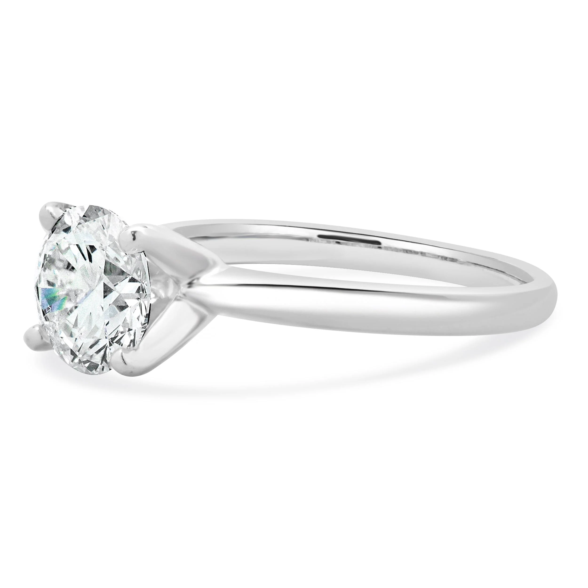 14 Karat White Gold Round Brilliant Cut Diamond Engagement Ring - Image 2