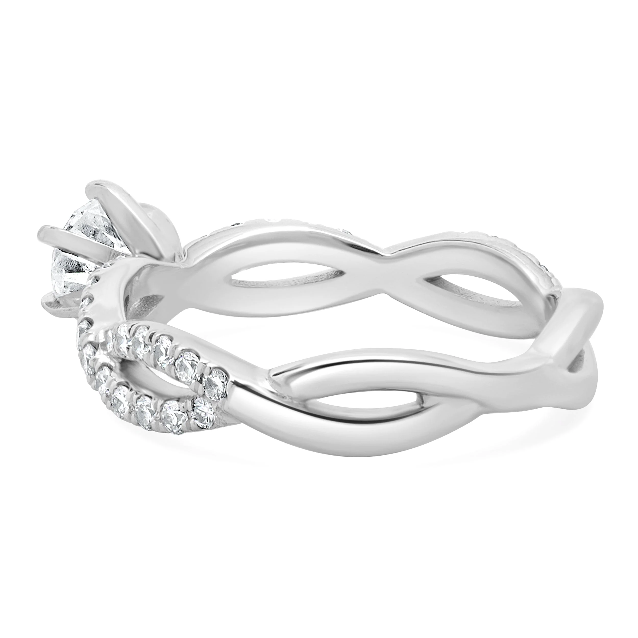 14 Karat White Gold Round Brilliant Cut Diamond Engagement Ring - Image 3