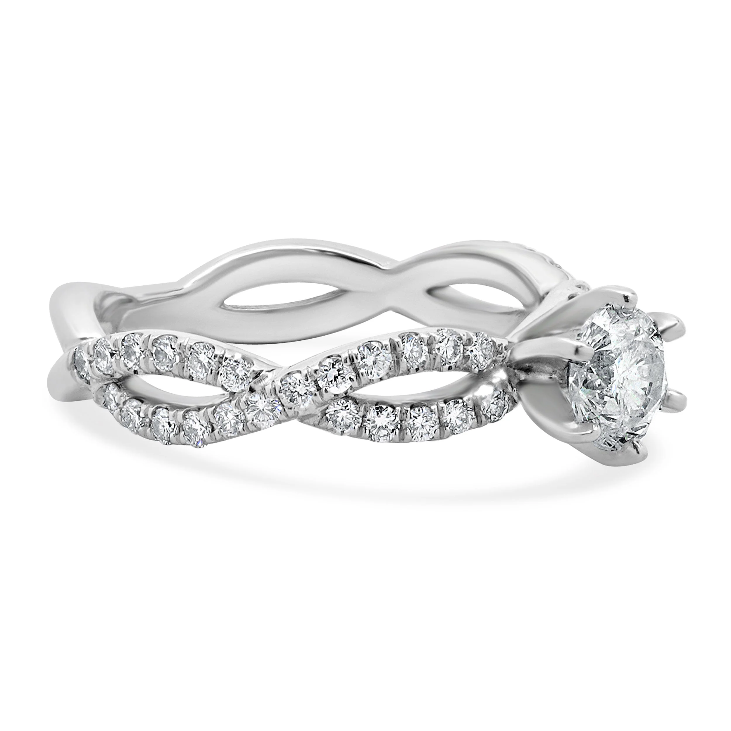 14 Karat White Gold Round Brilliant Cut Diamond Engagement Ring - Image 4