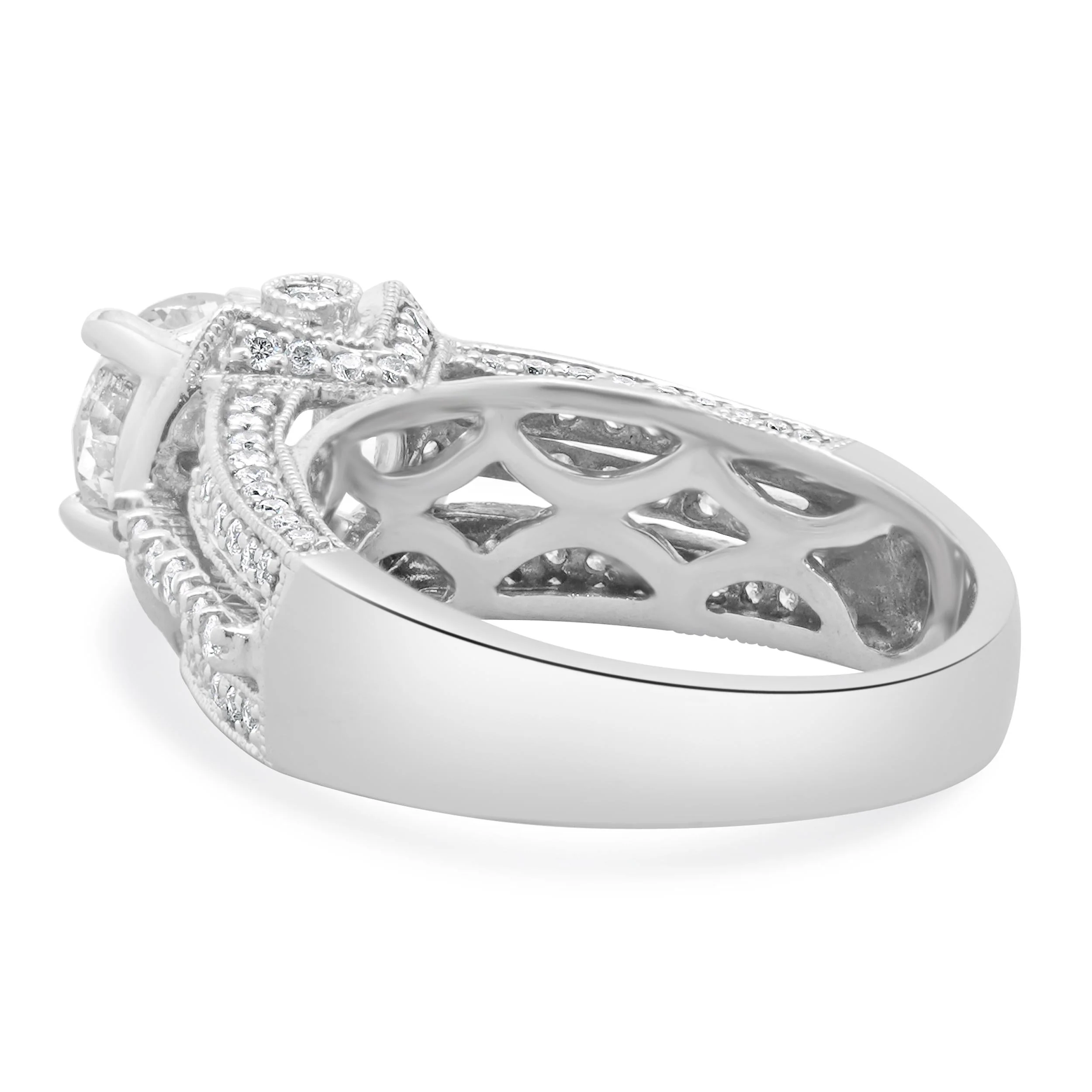 14 Karat White Gold Round Brilliant Cut Diamond Engagement Ring - Image 3