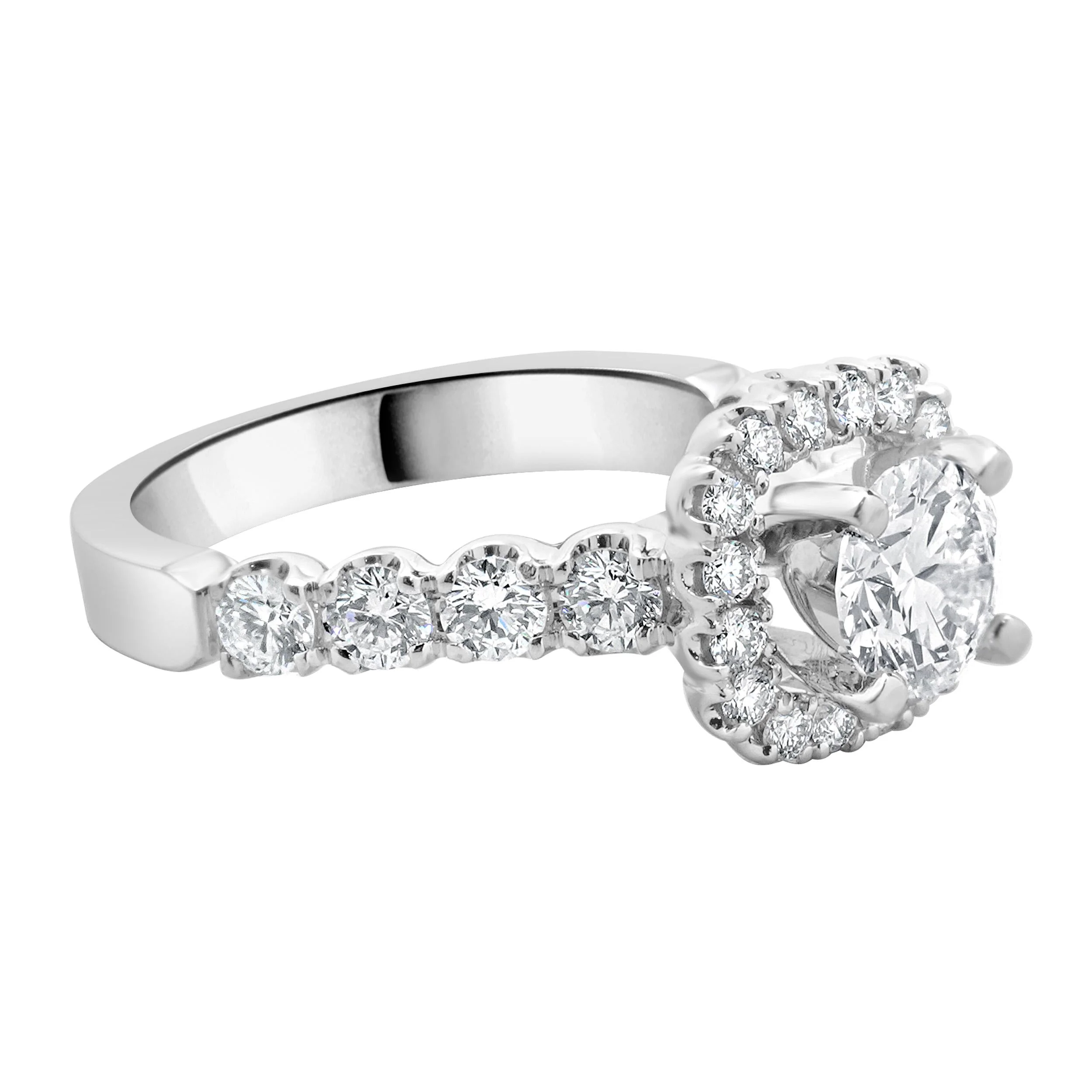 14 Karat White Gold Round Brilliant Cut Diamond Engagement Ring - Image 4