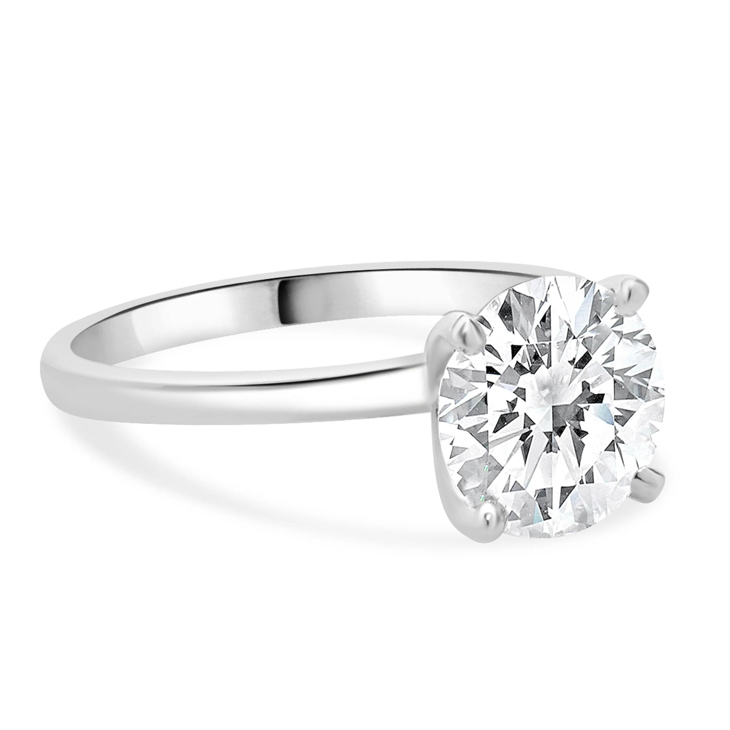 14 Karat White Gold Round Brilliant Cut Diamond Engagement Ring - Image 4
