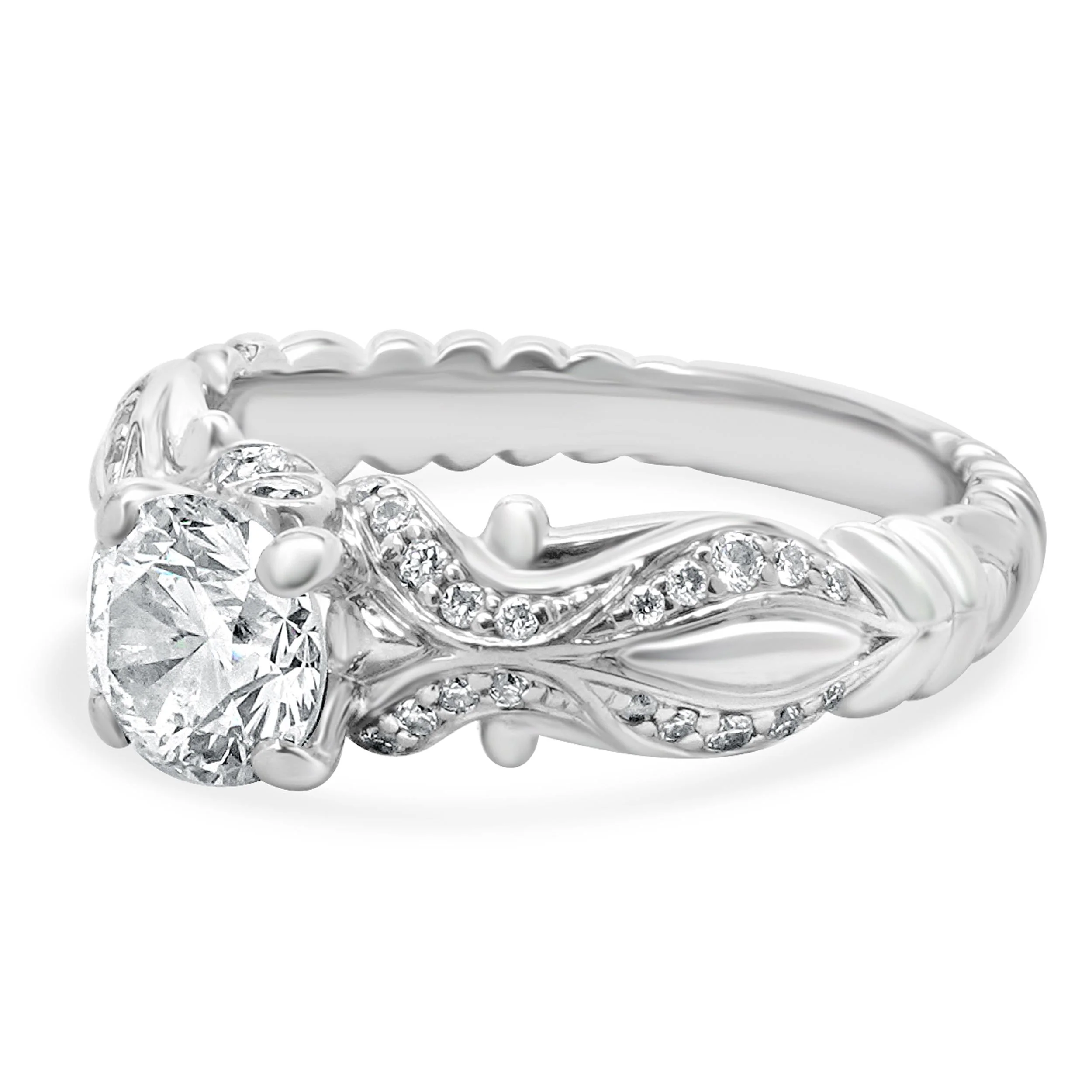 14 Karat White Gold Round Brilliant Cut Diamond Engagement Ring - Image 2