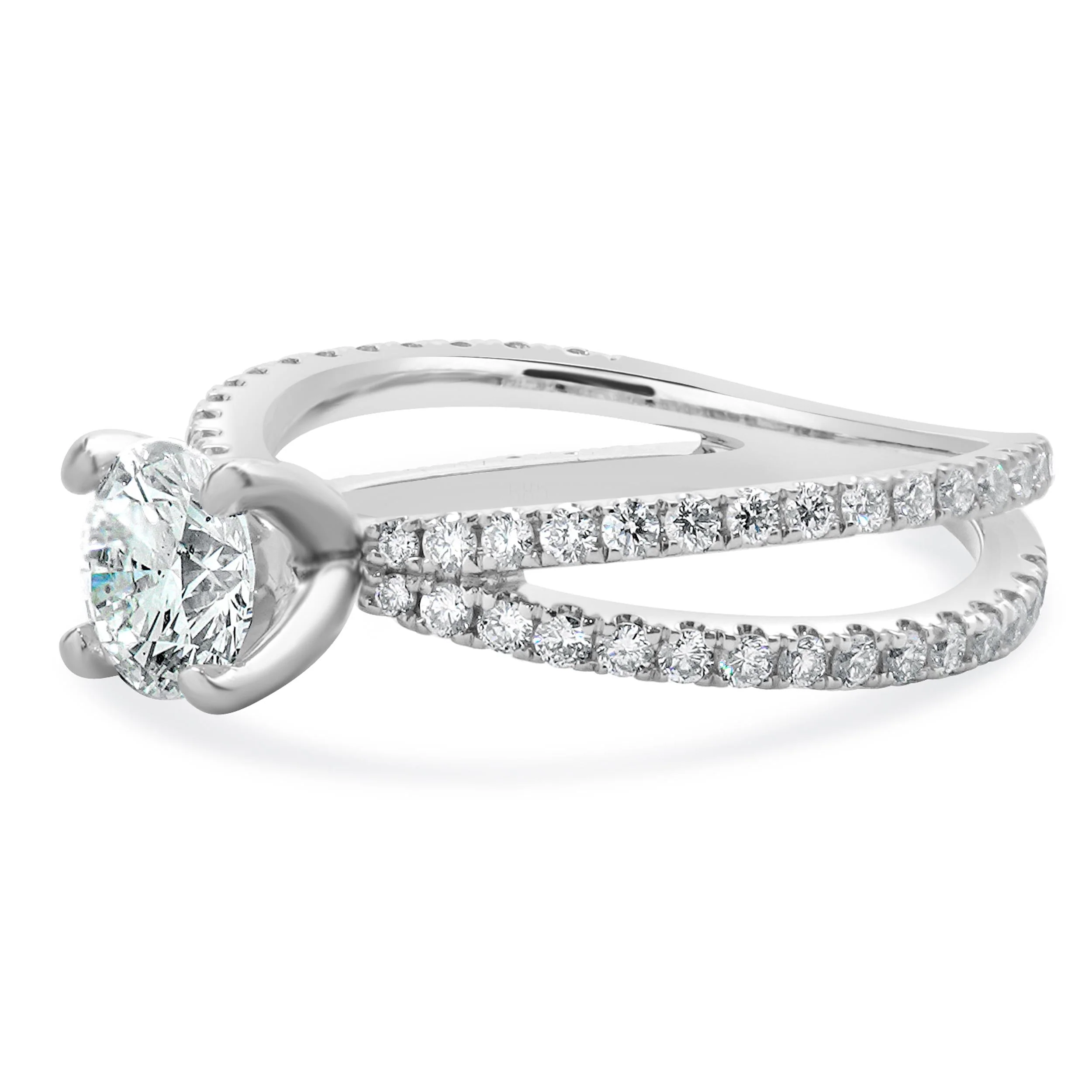 14 Karat White Gold Round Brilliant Cut Diamond Engagement Ring - Image 3