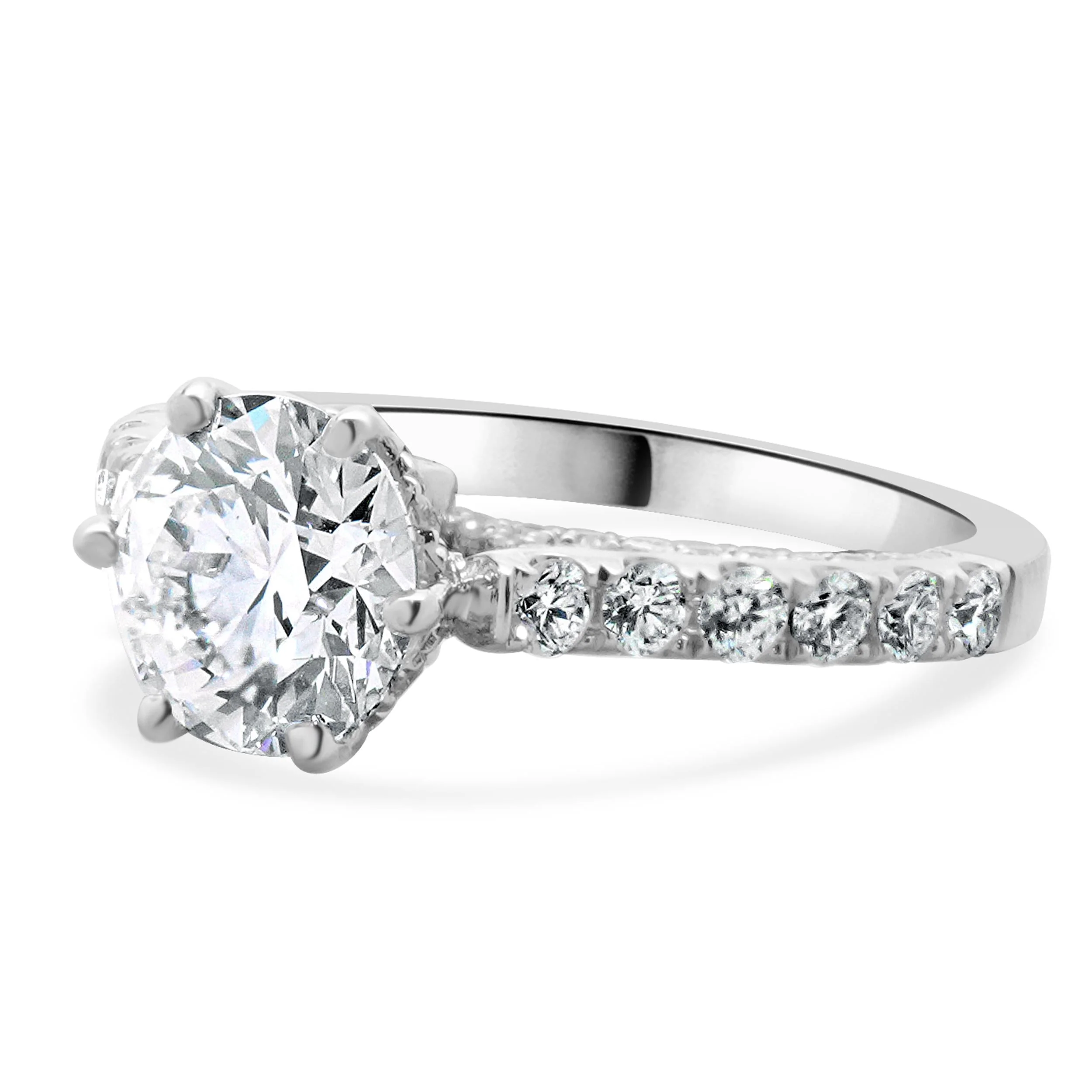 18 Karat White Gold Round Brilliant Cut Diamond Engagement Ring - Image 2