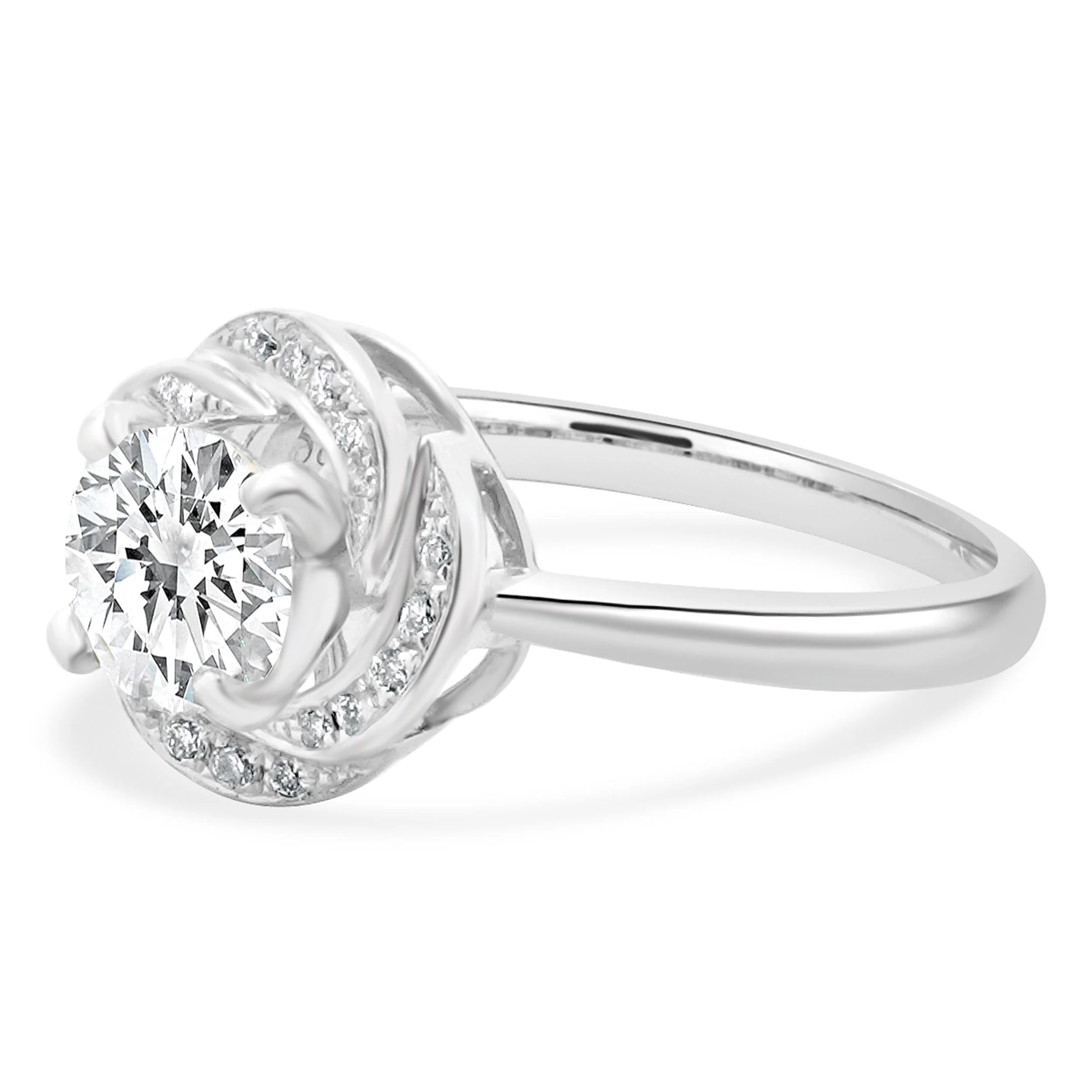 14 Karat White Gold Round Brilliant Cut Diamond Engagement Ring - Image 2
