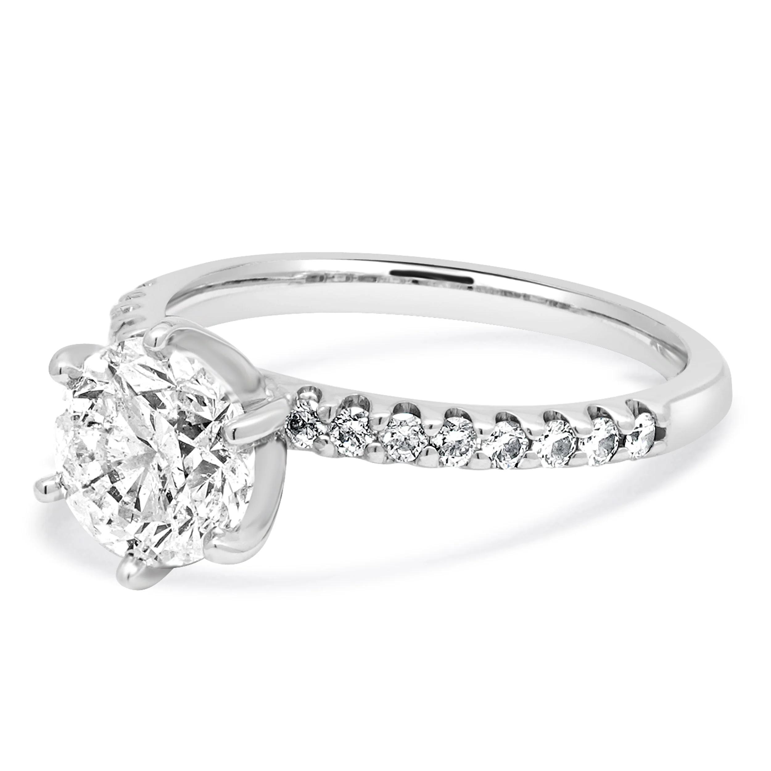 14 Karat White Gold Round Brilliant Cut Diamond Engagement Ring - Image 2
