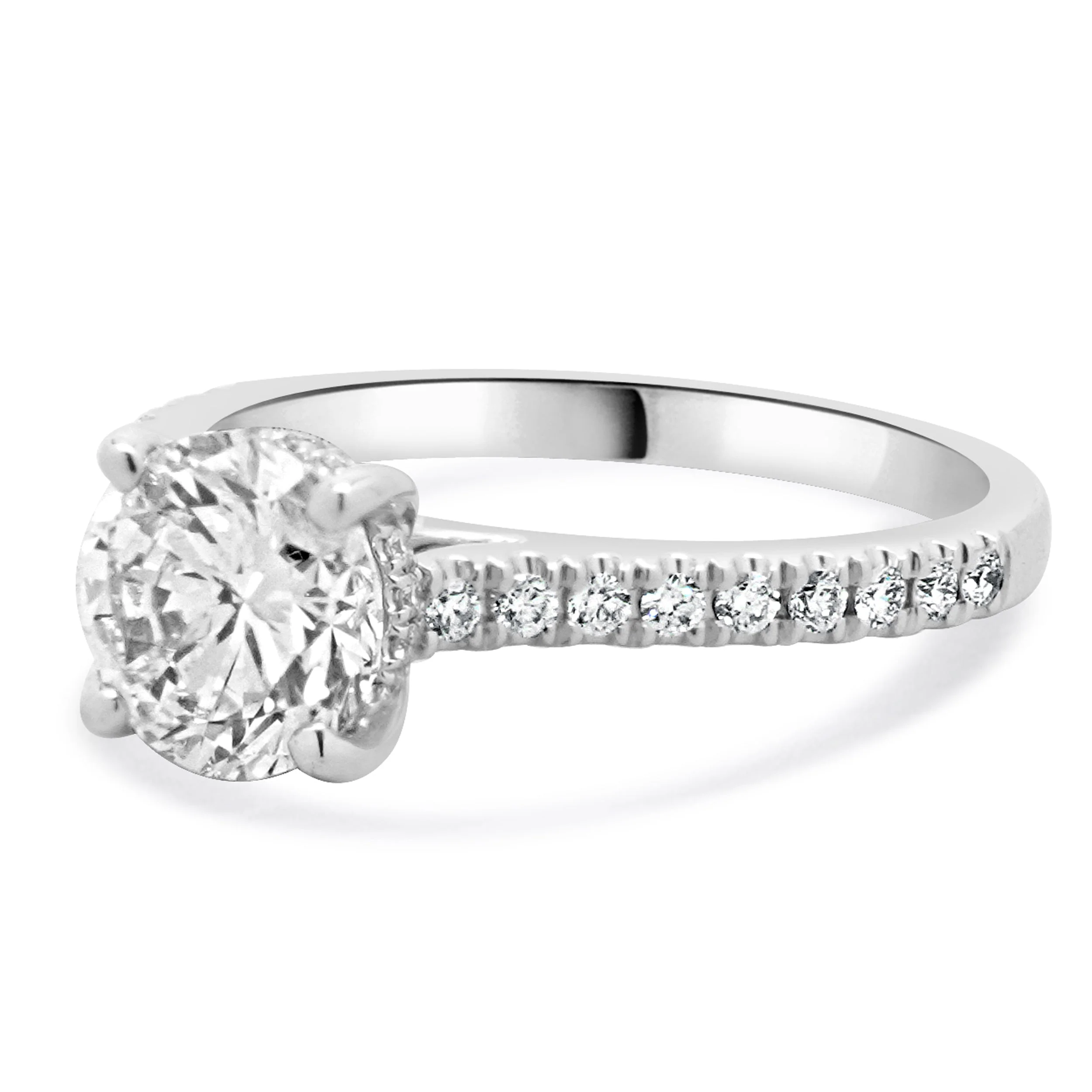 14 Karat White Gold Round Brilliant Cut Diamond Engagement Ring - Image 2