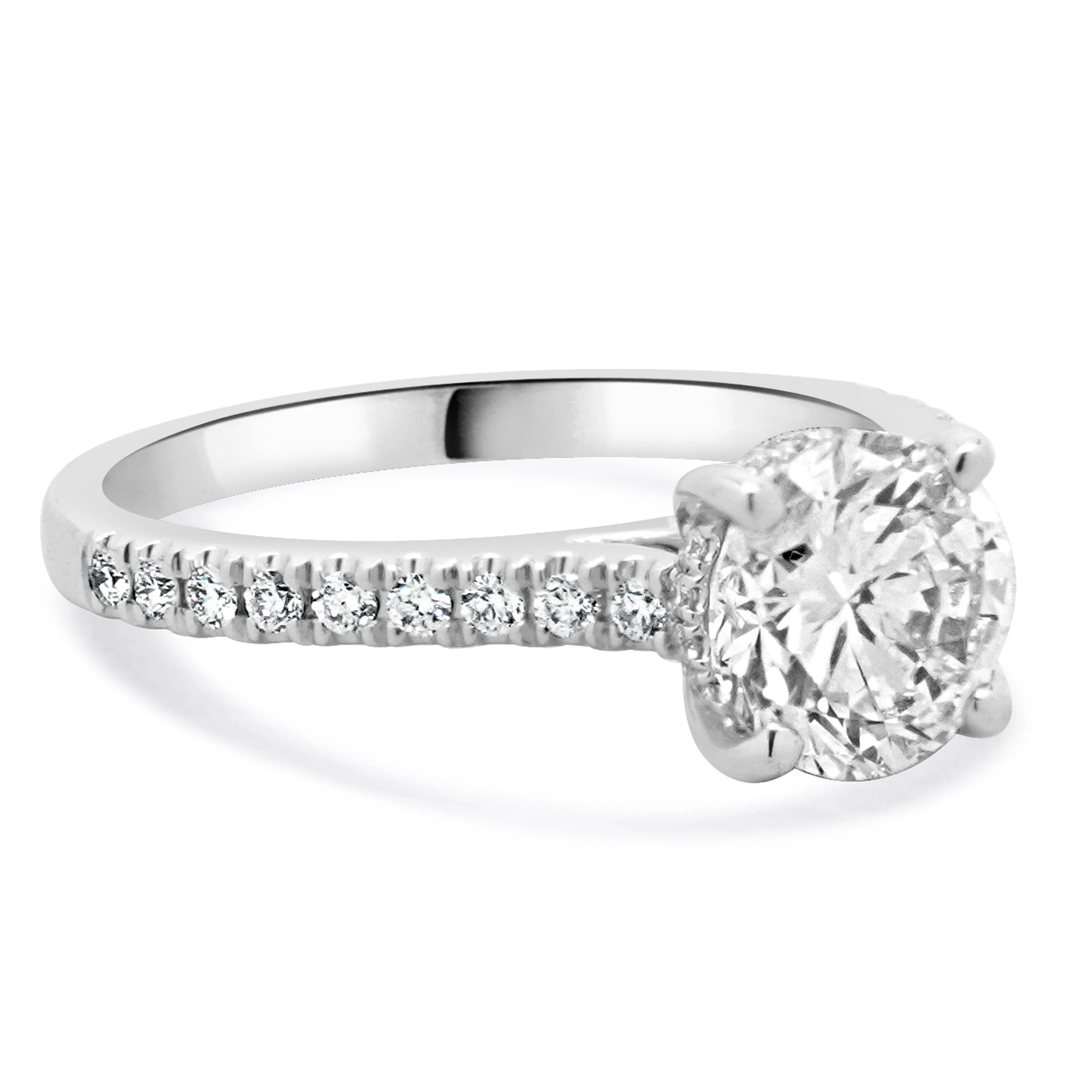 14 Karat White Gold Round Brilliant Cut Diamond Engagement Ring - Image 4