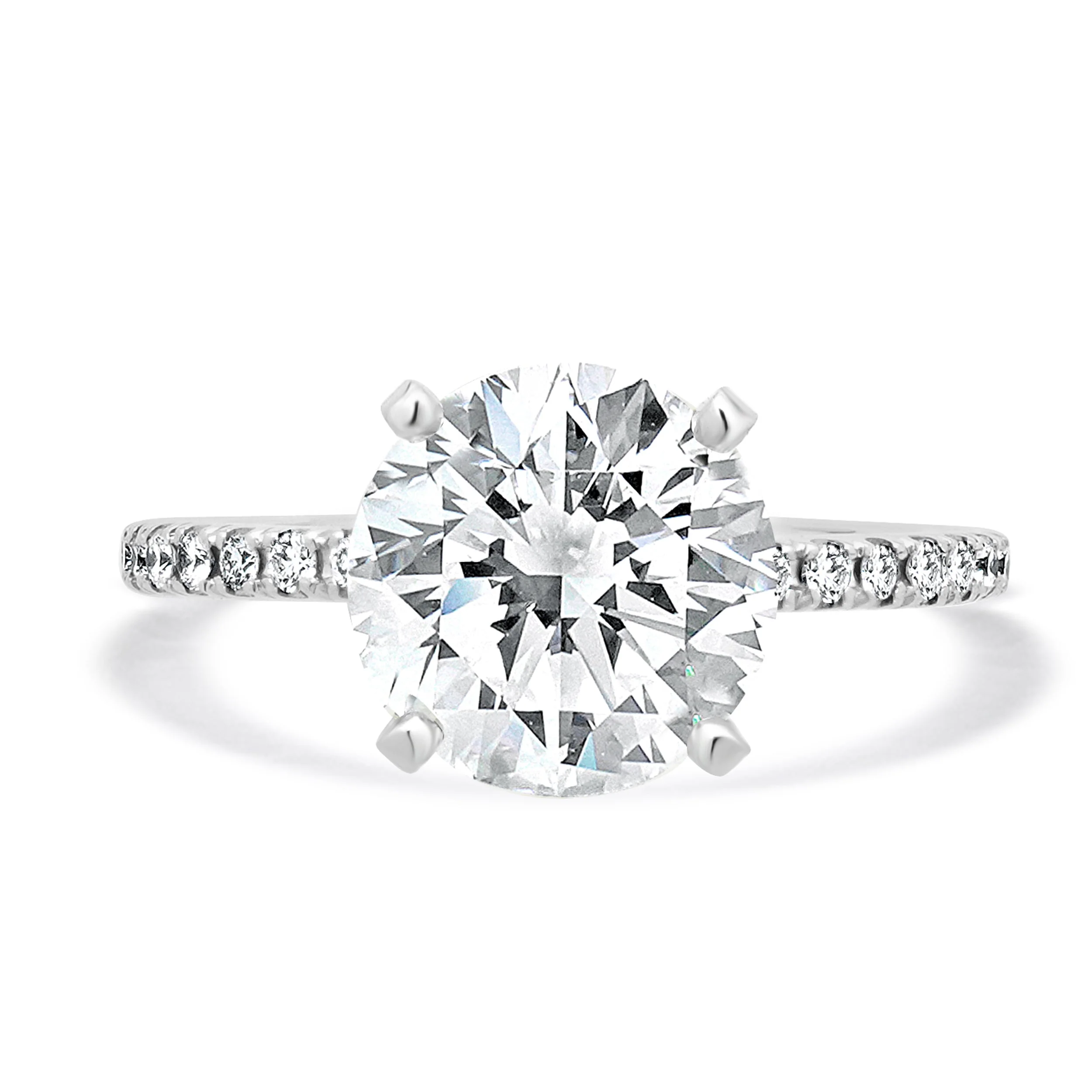 14 Karat White Gold Round Brilliant Diamond Engagement Ring