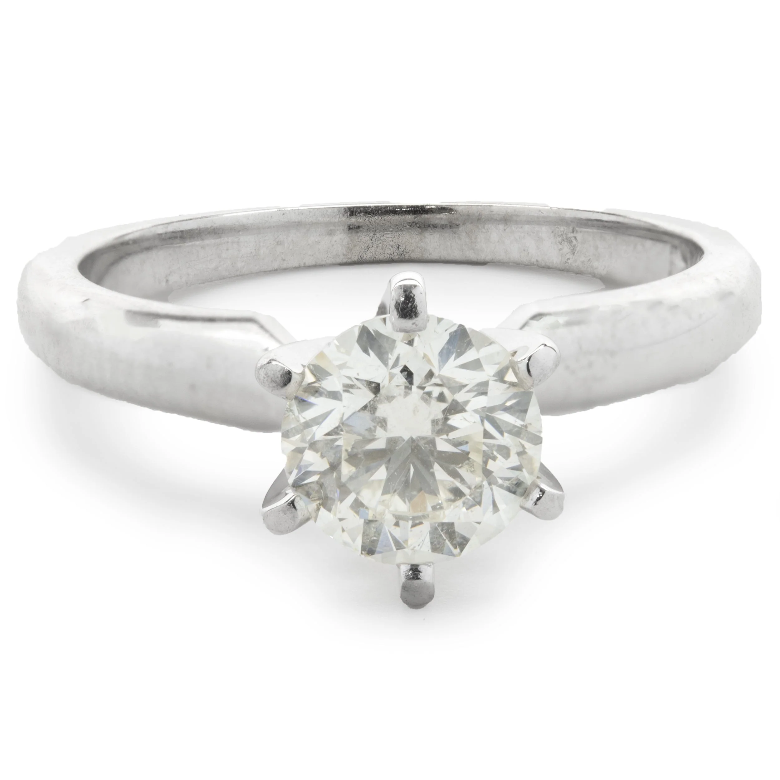 14 Karat White Gold Round Brilliant Diamond Engagement Ring