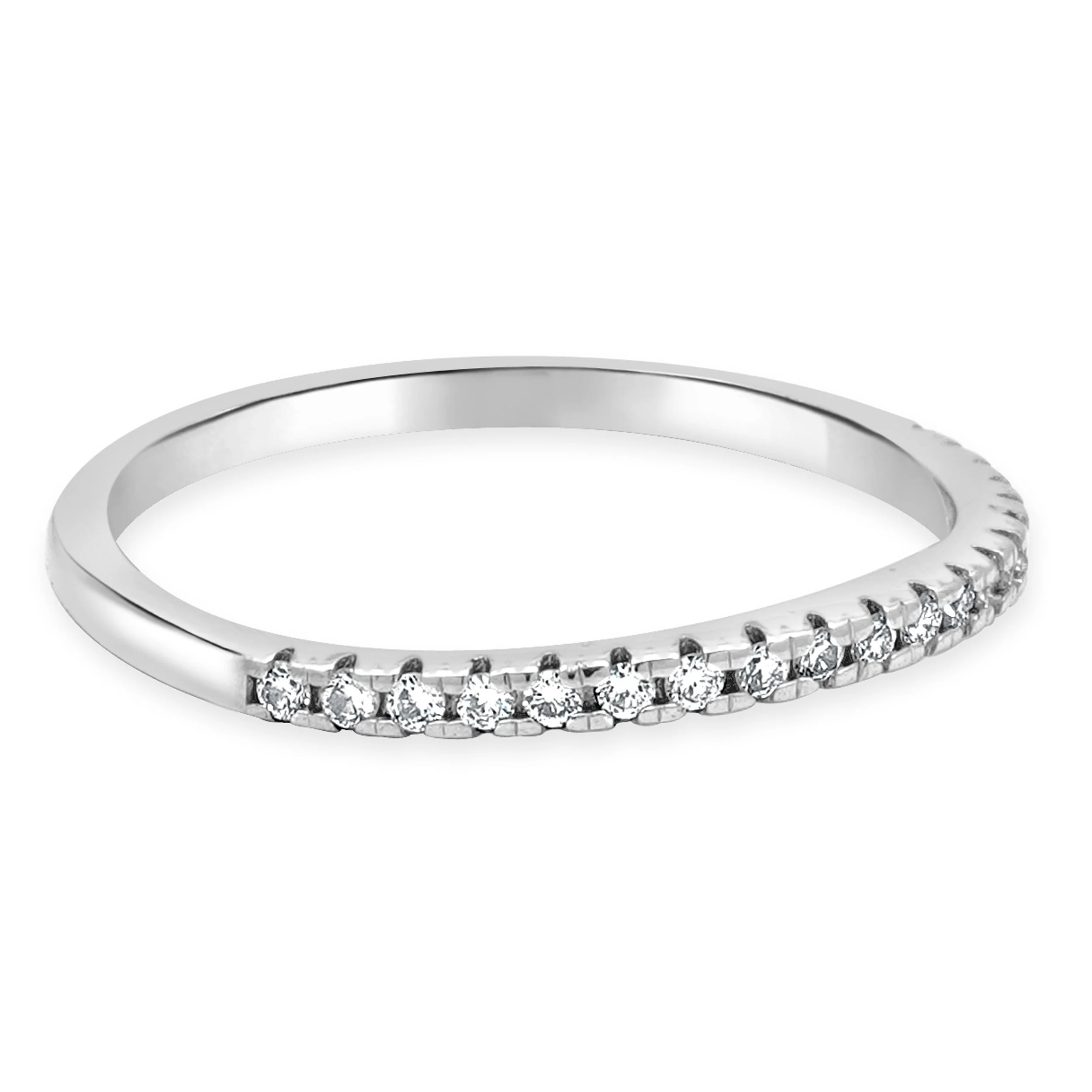14 Karat White Gold Round Diamond Contour Wedding Band - Image 3