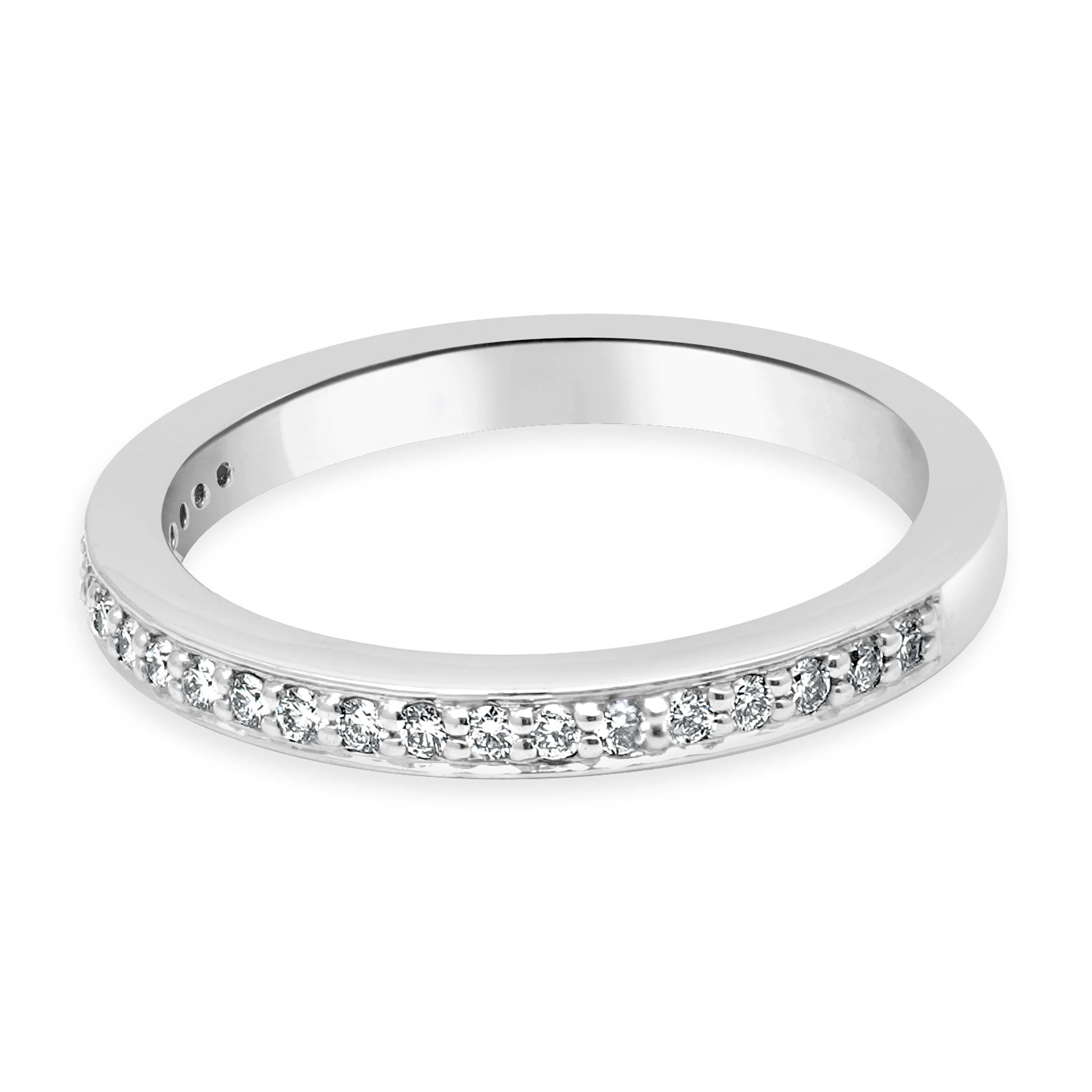 14 Karat White Gold Round Diamond Wedding Band - Image 2