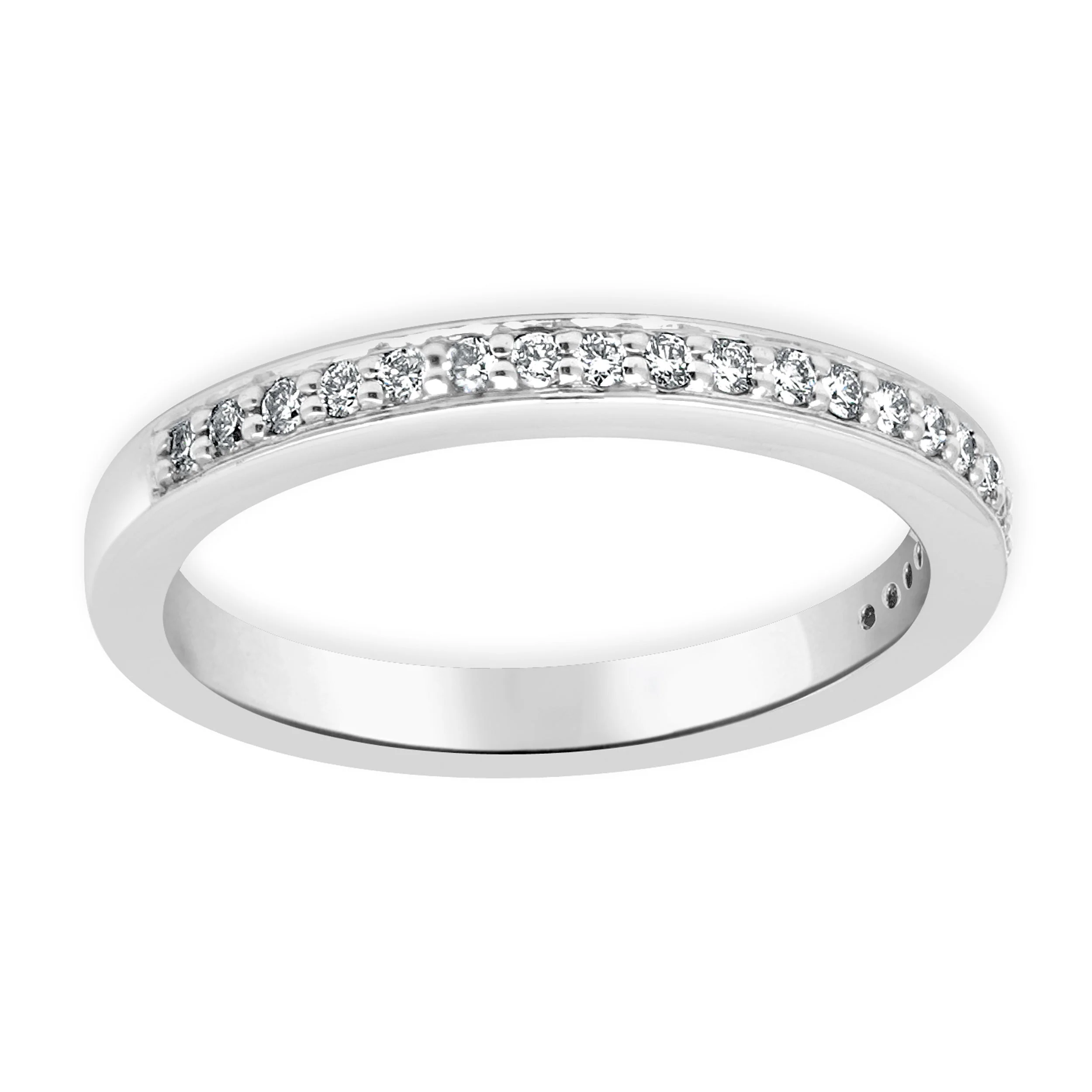 14 Karat White Gold Round Diamond Wedding Band - Image 3