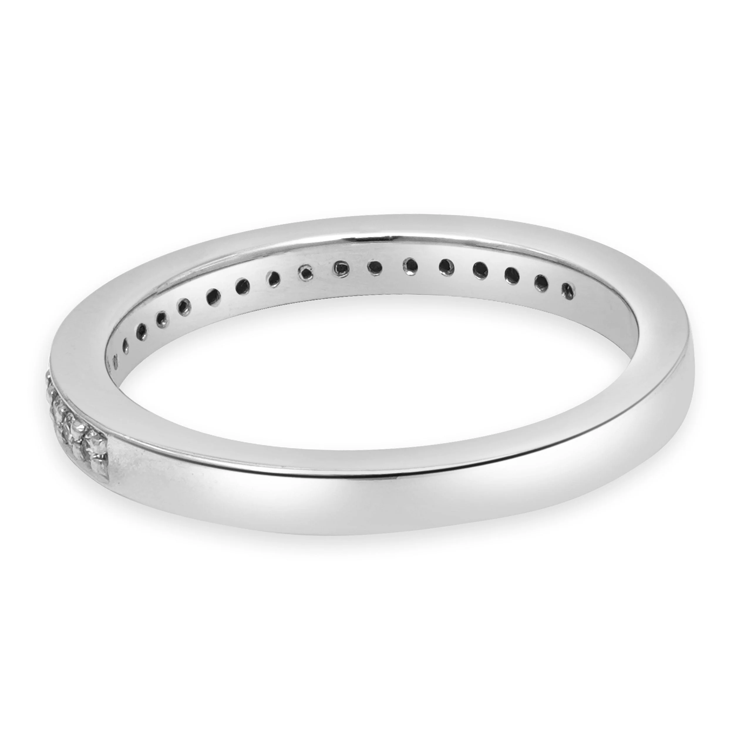 14 Karat White Gold Round Diamond Wedding Band - Image 4