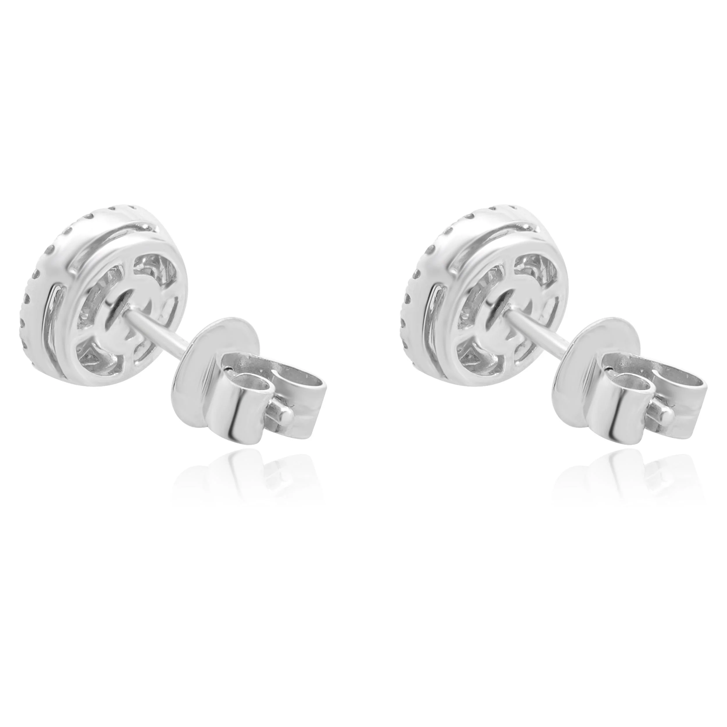 14 Karat White Gold Ruby and Diamond Circle Stud Earrings - Image 3