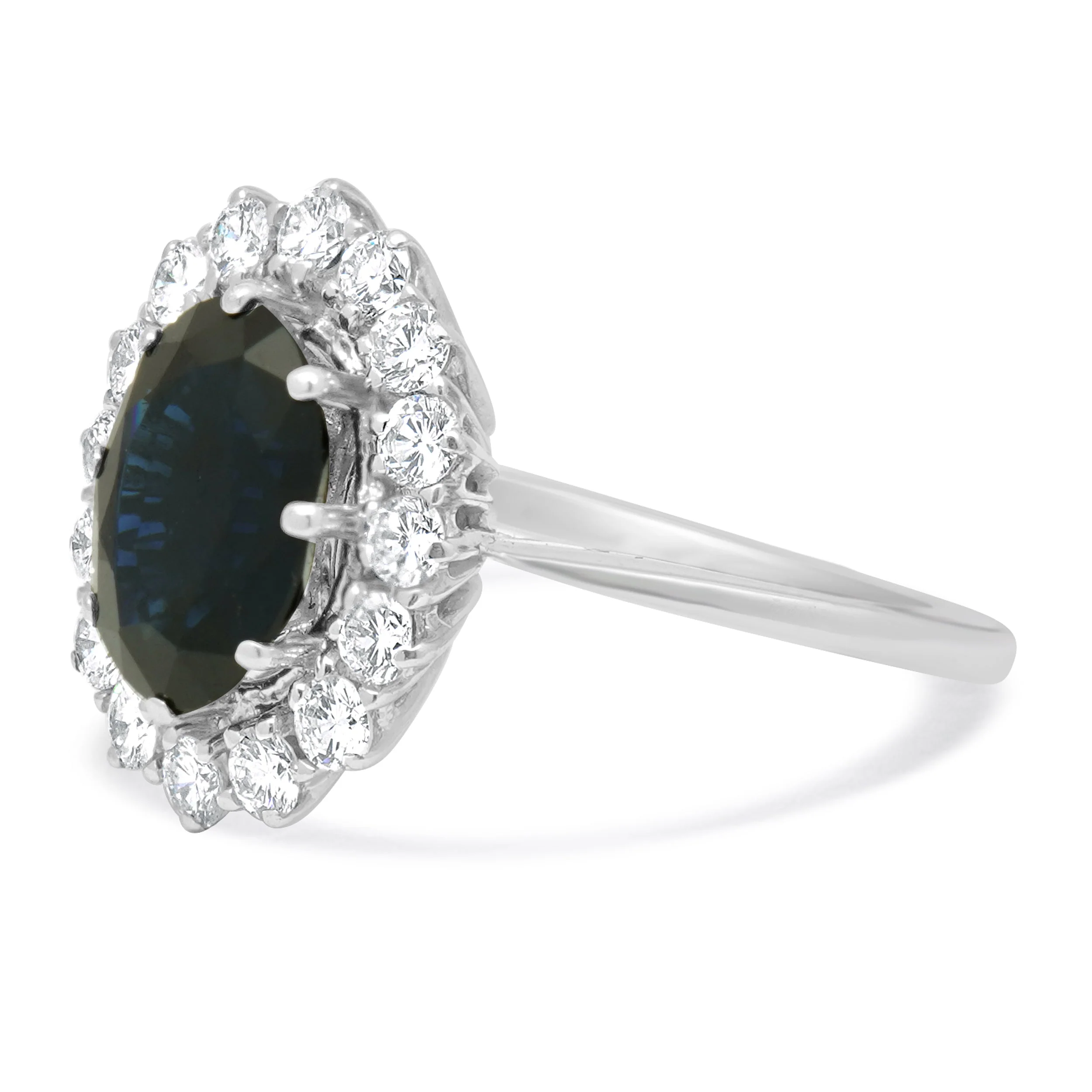 14 Karat White Gold Sapphire and Diamond Oval Cocktail Ring - Image 2