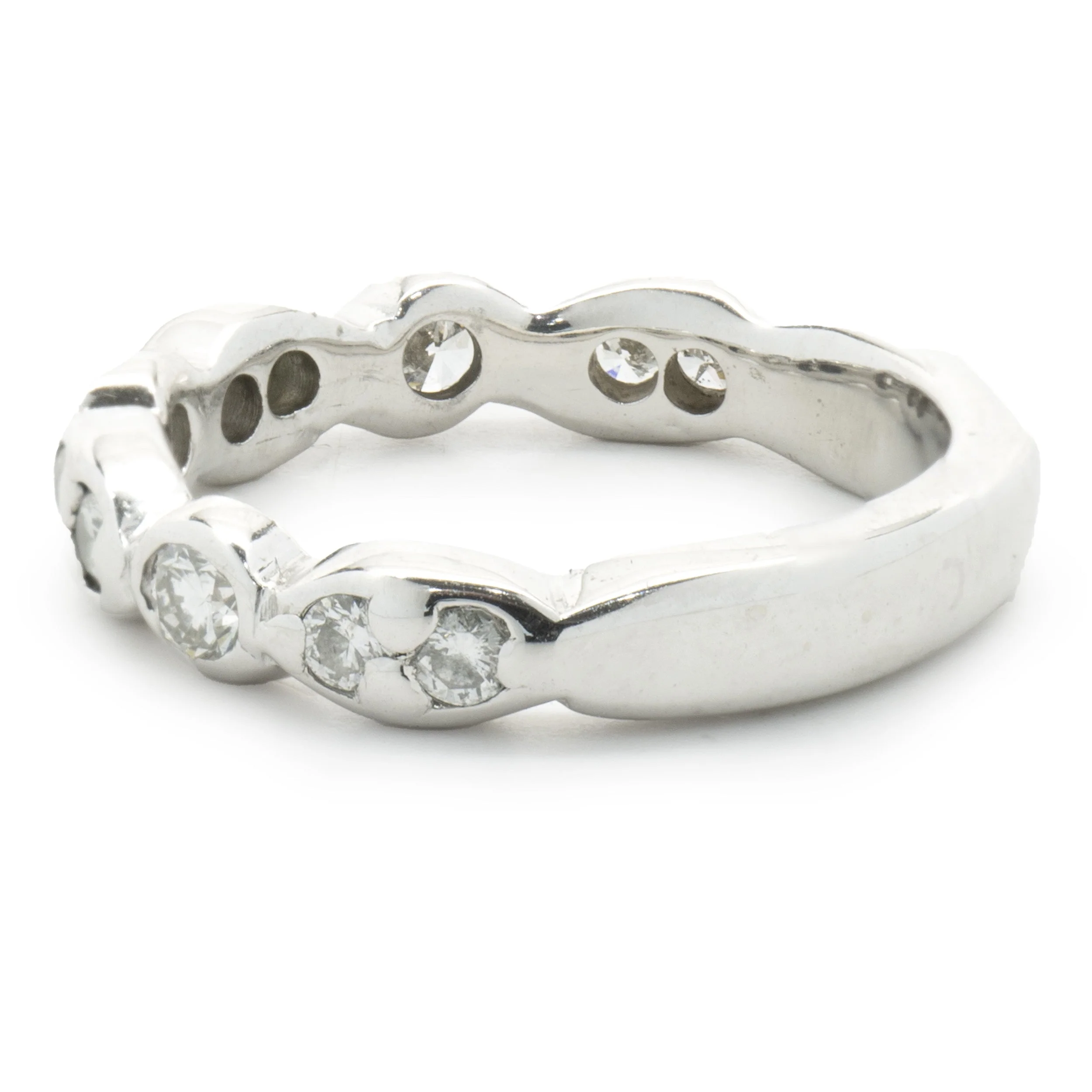 14 Karat White Gold Scalloped Diamond Band - Image 3