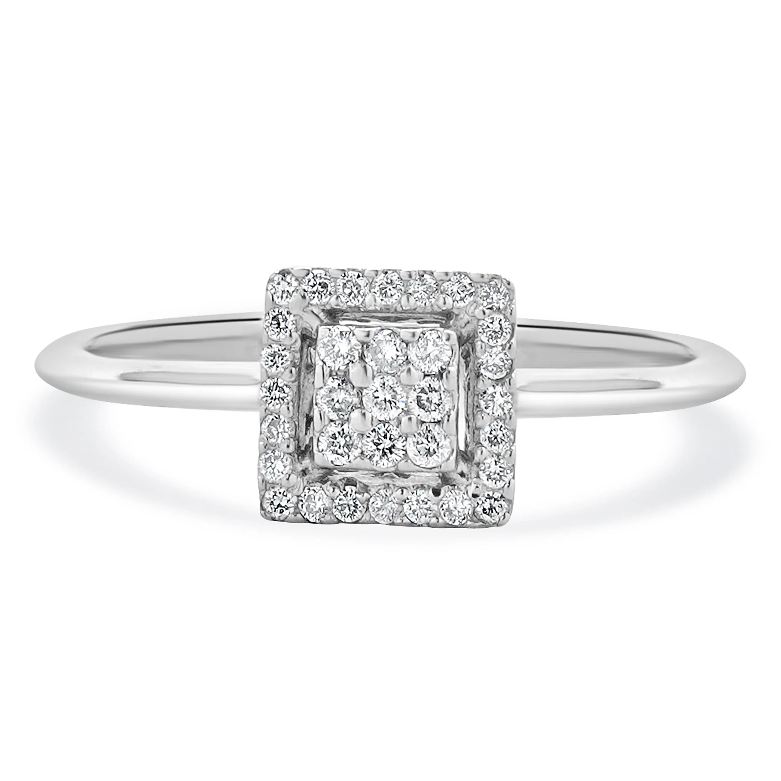 14 Karat White Gold Square Diamond Cluster Ring