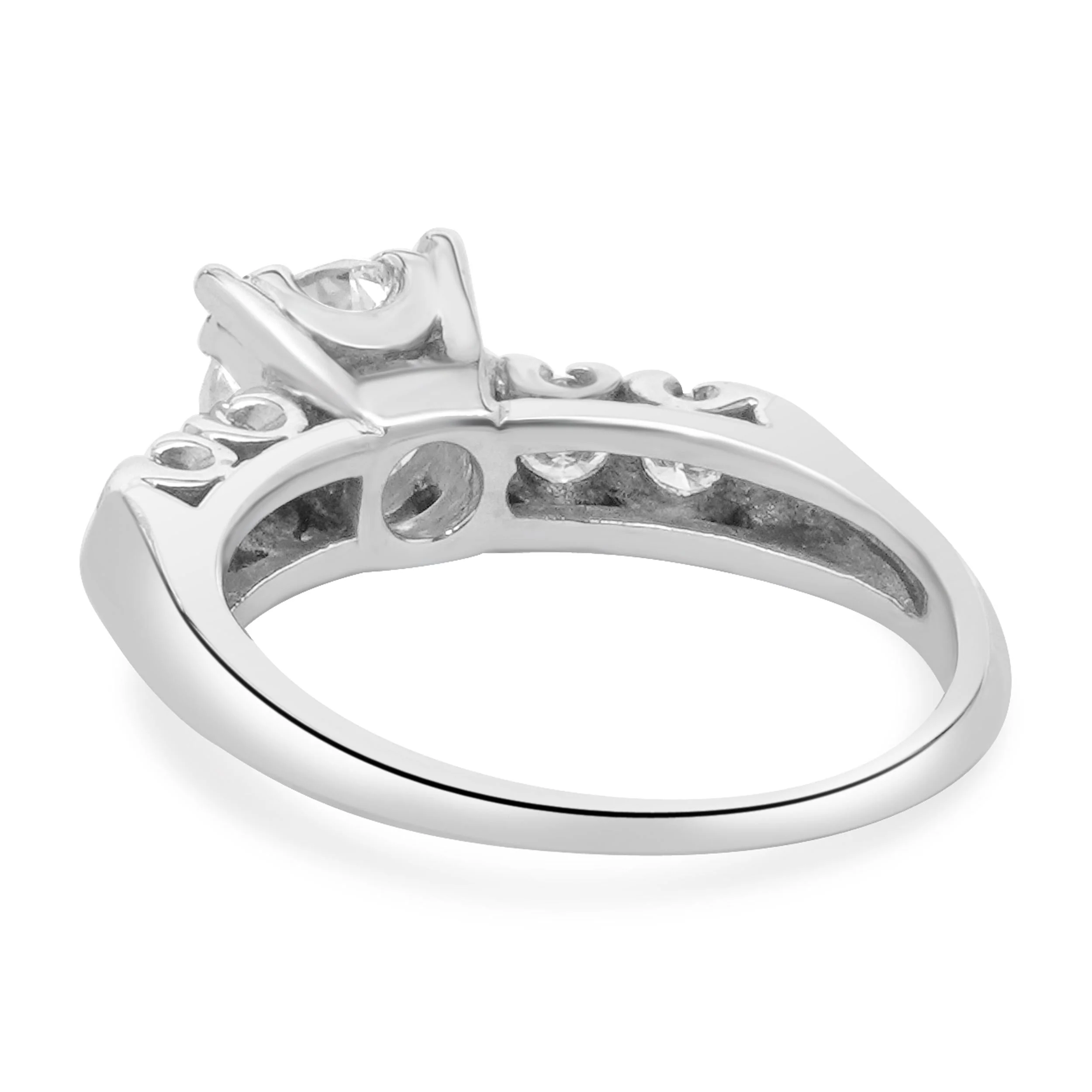 14 Karat White Gold Vintage Round Brilliant Cut Diamond Engagement Ring - Image 3