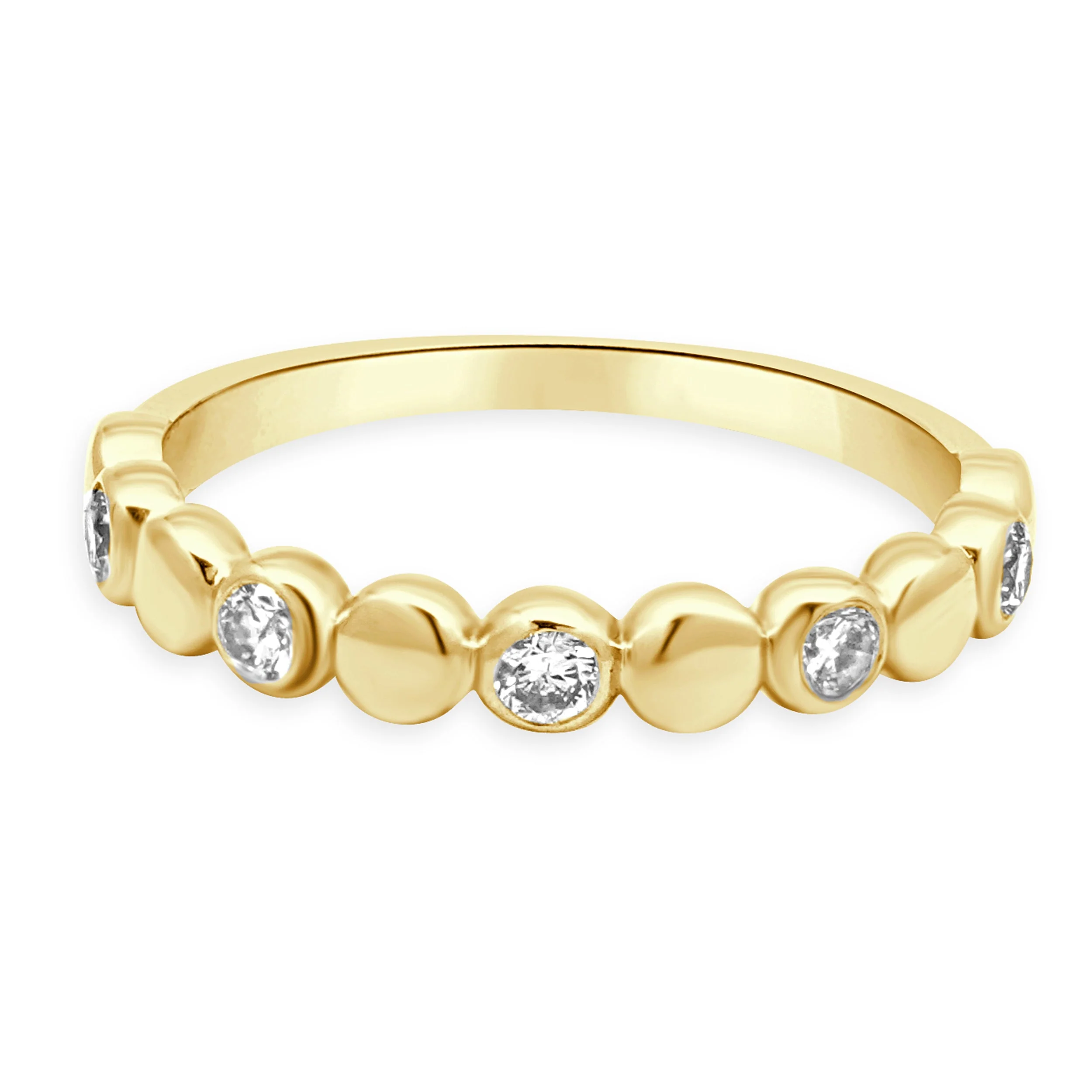 14 Karat Yellow Gold Bezel Set Round Diamond Station Band