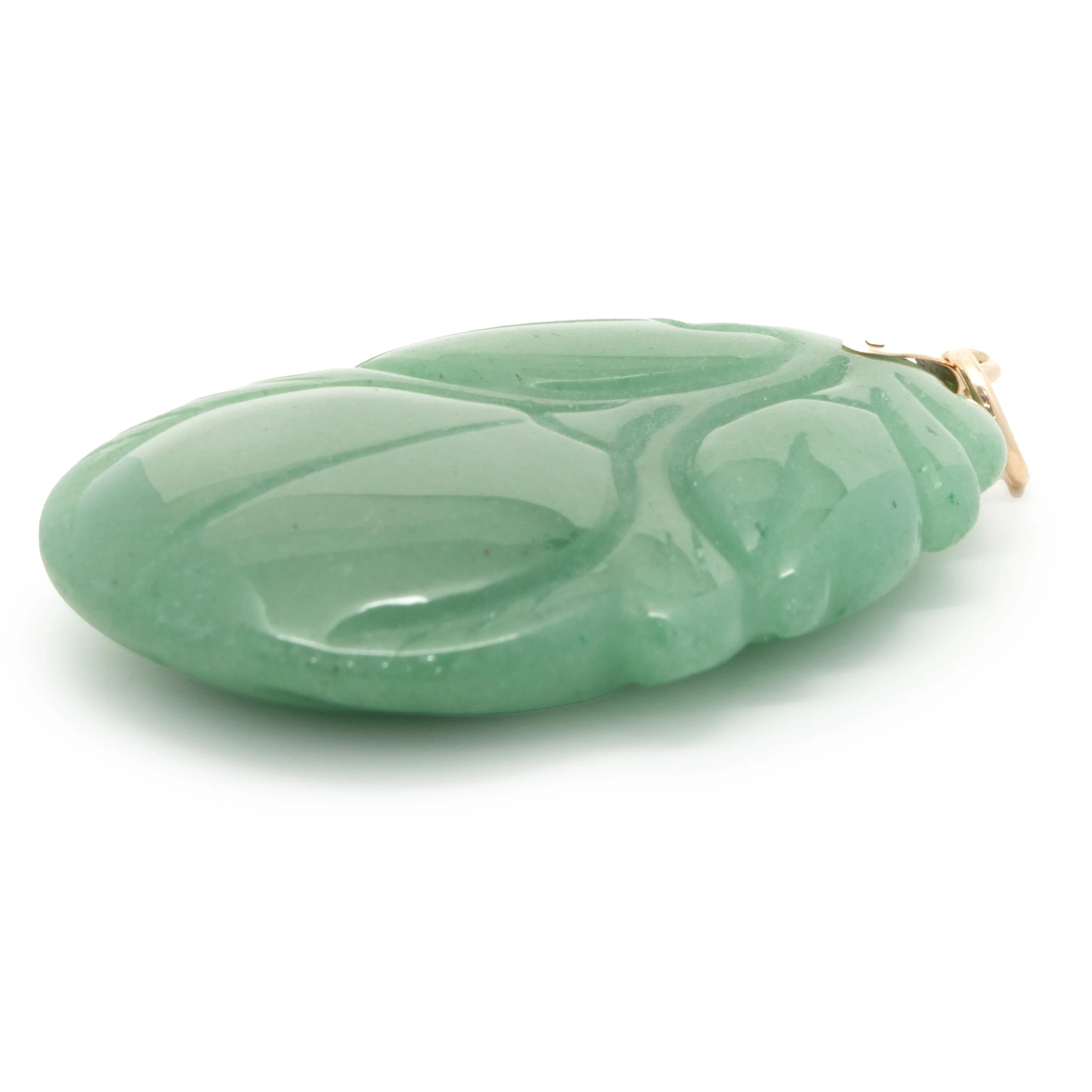 14 Karat Yellow Gold Carved Jade Pendant - Image 3