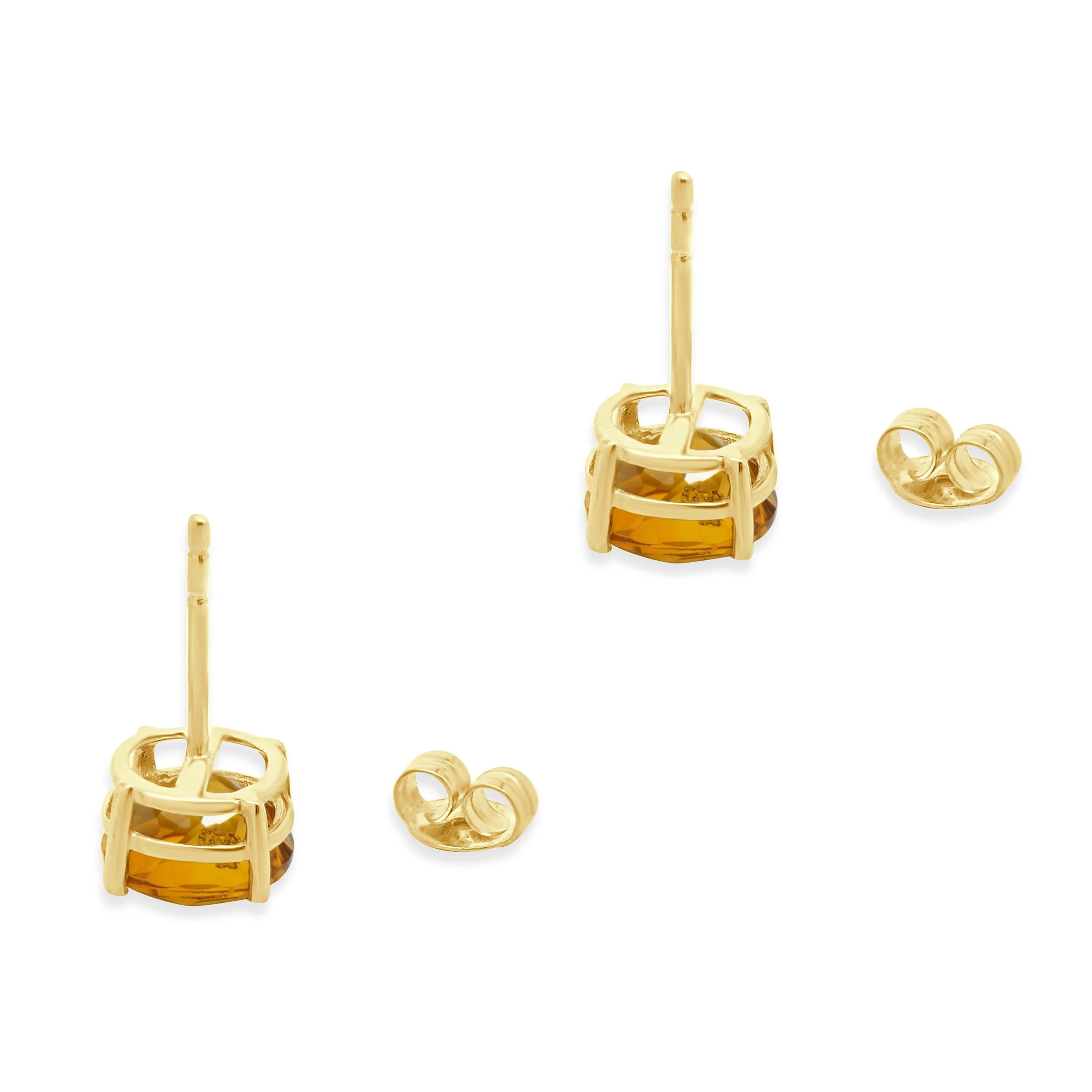 14 Karat Yellow Gold Citrine Stud Earrings - Image 4