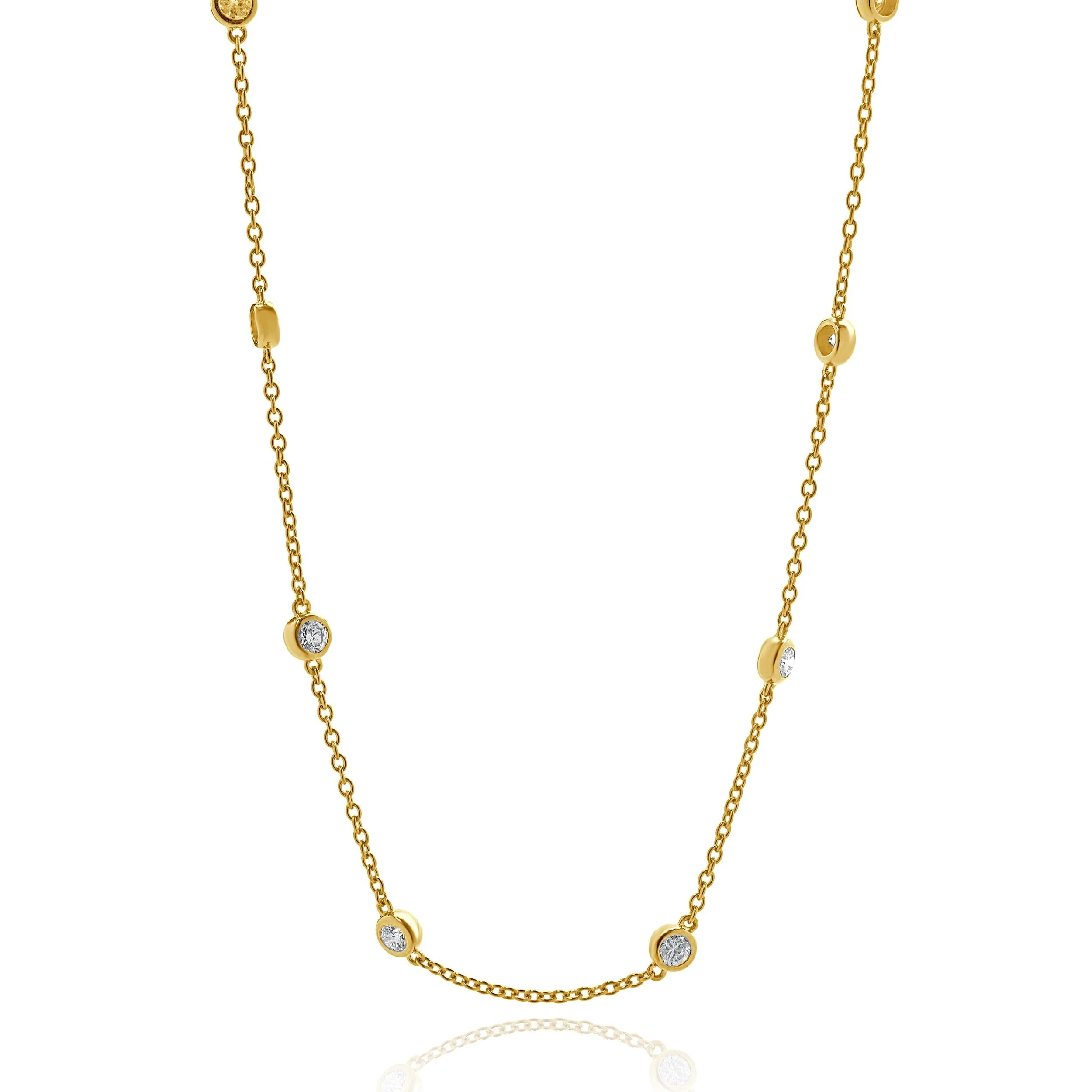 14 Karat Yellow Gold Diamond By The Yard Necklace