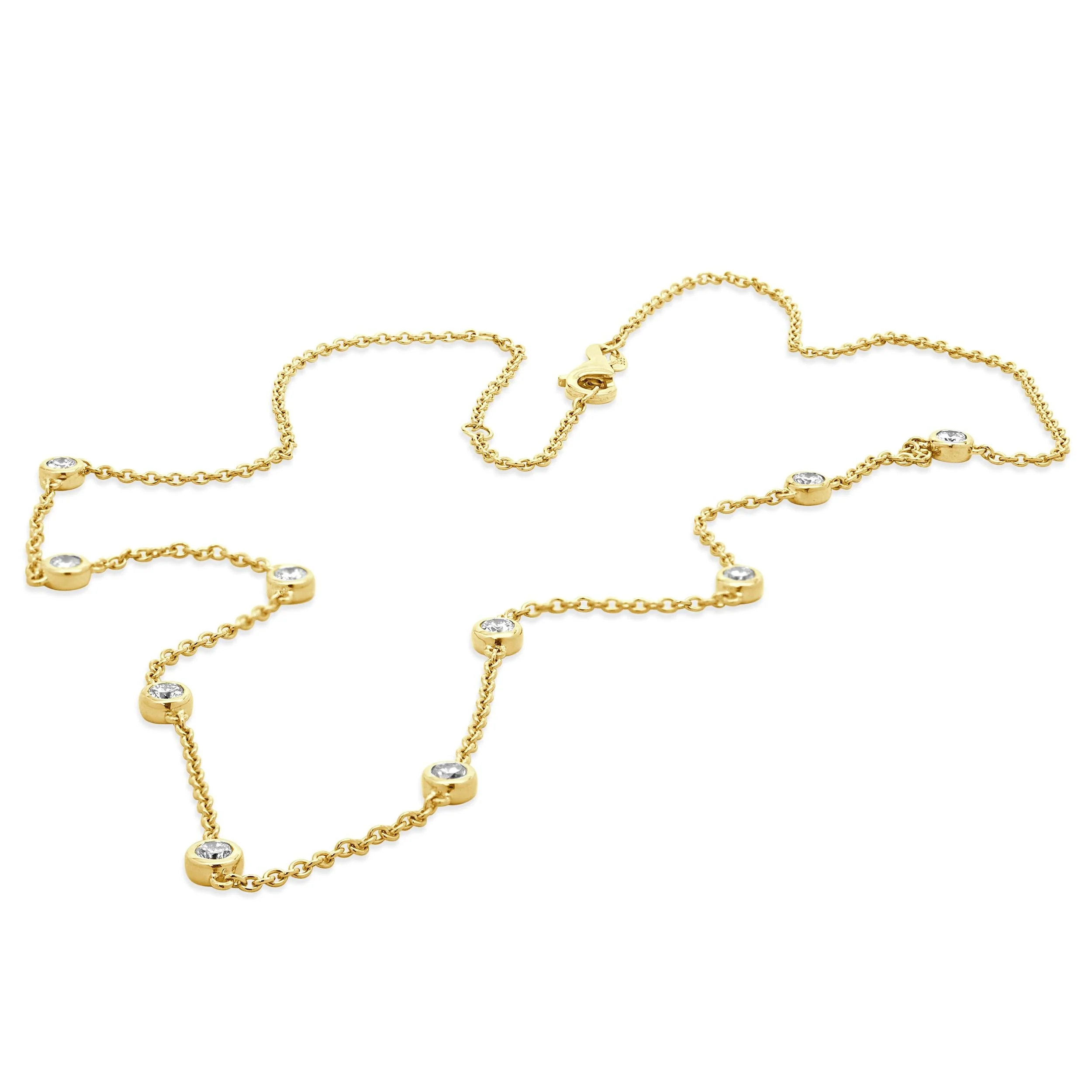 14 Karat Yellow Gold Diamond By The Yard Necklace - Image 4