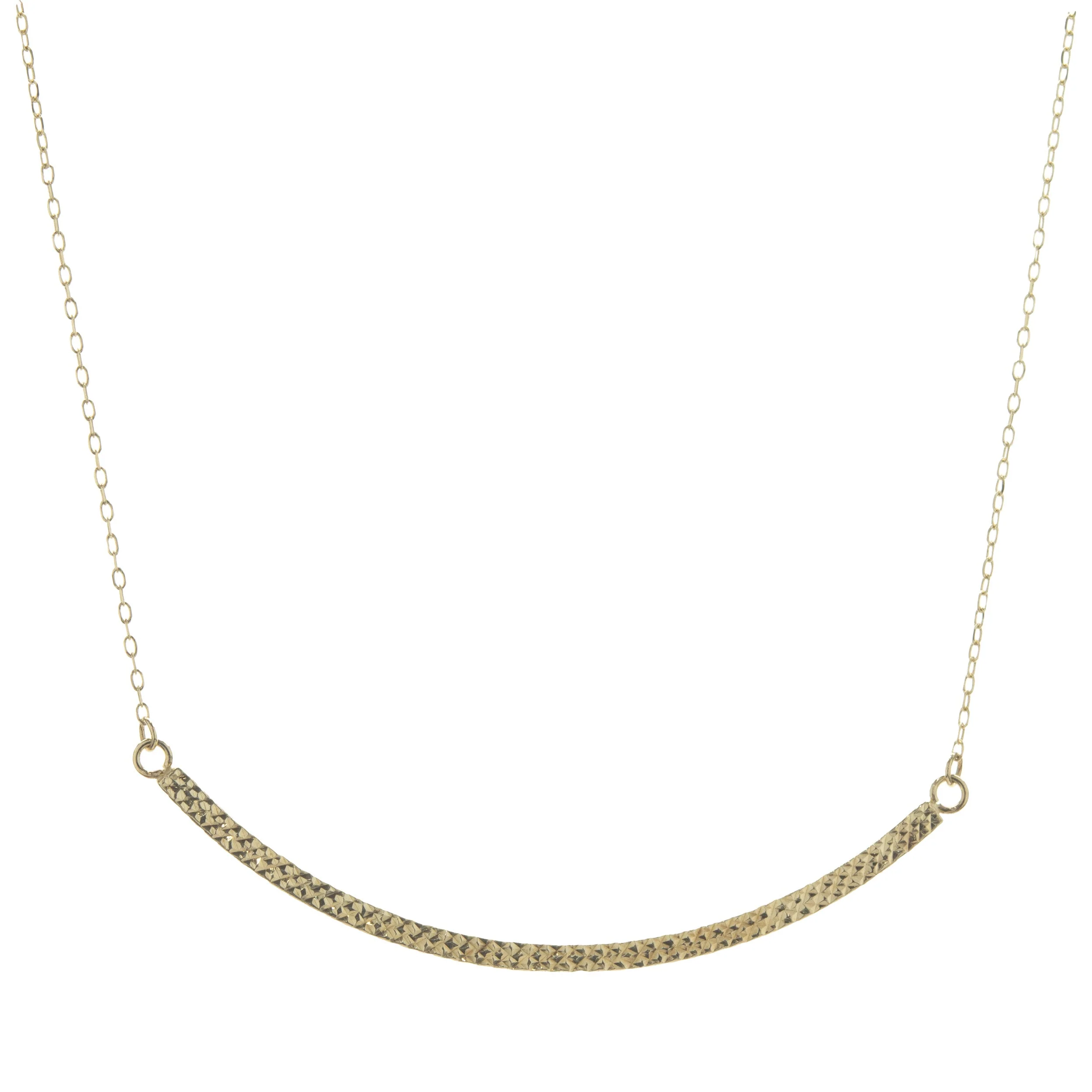 14 Karat Yellow Gold Diamond Cut Smile Necklace
