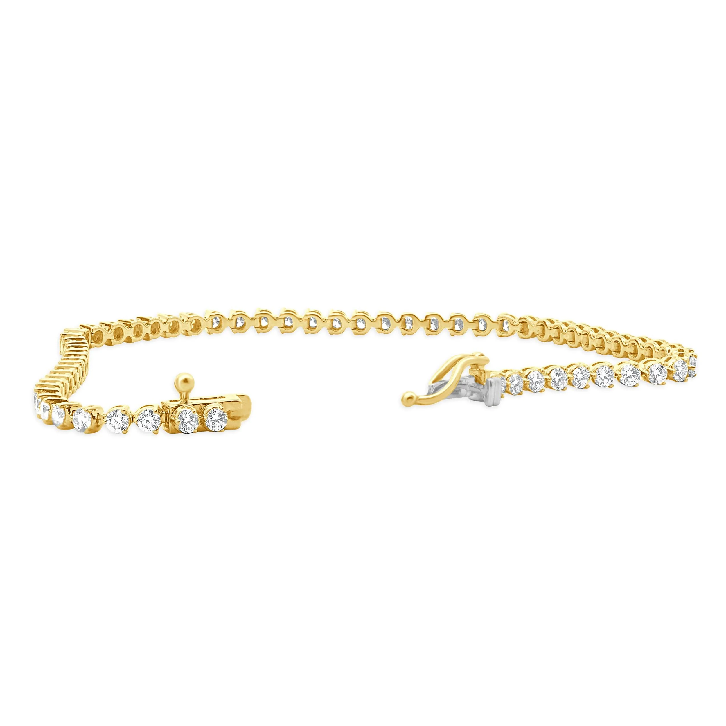 14 Karat Yellow Gold Diamond Inline Tennis Bracelet - Image 4