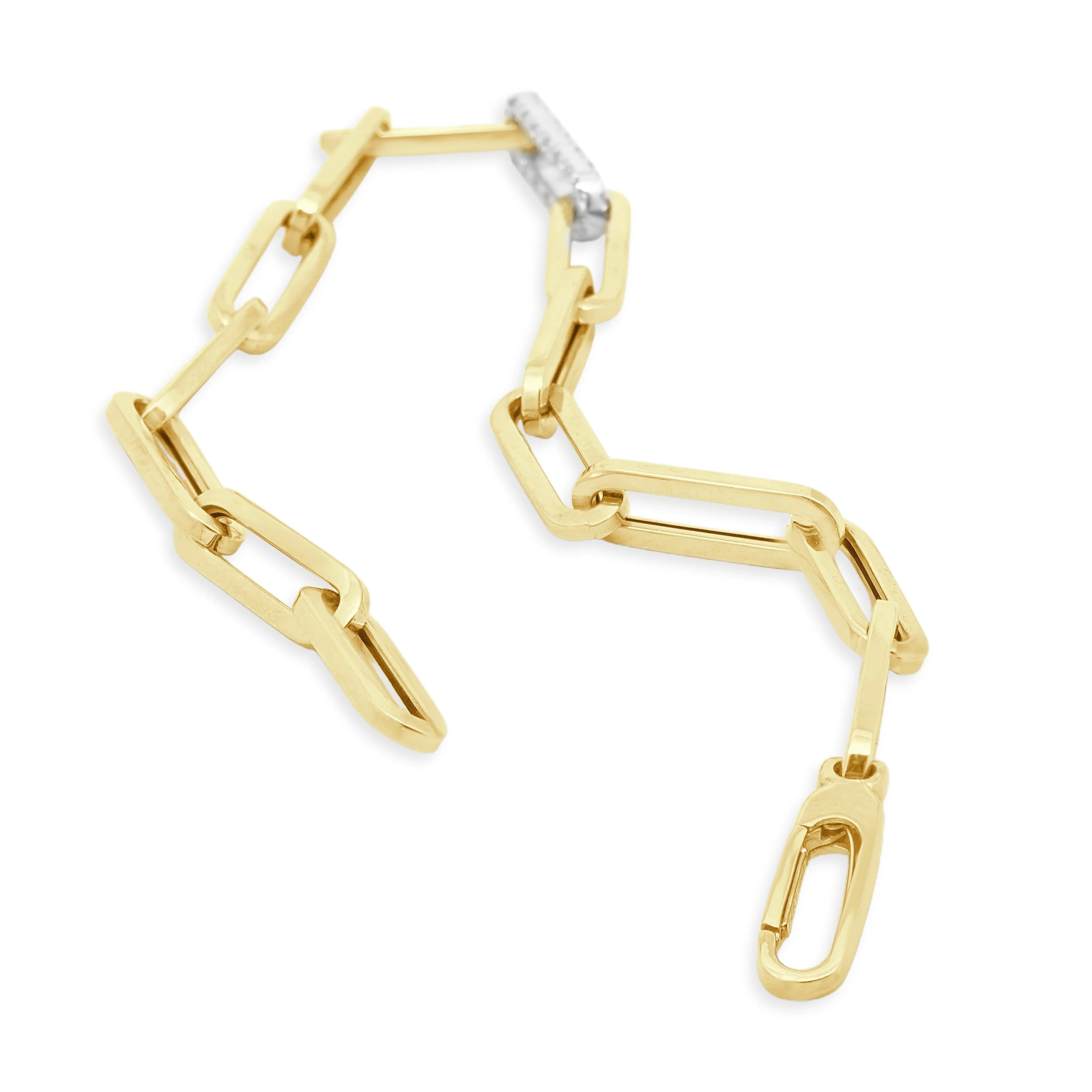 14 Karat Yellow Gold Diamond Paperclip Bracelet - Image 4
