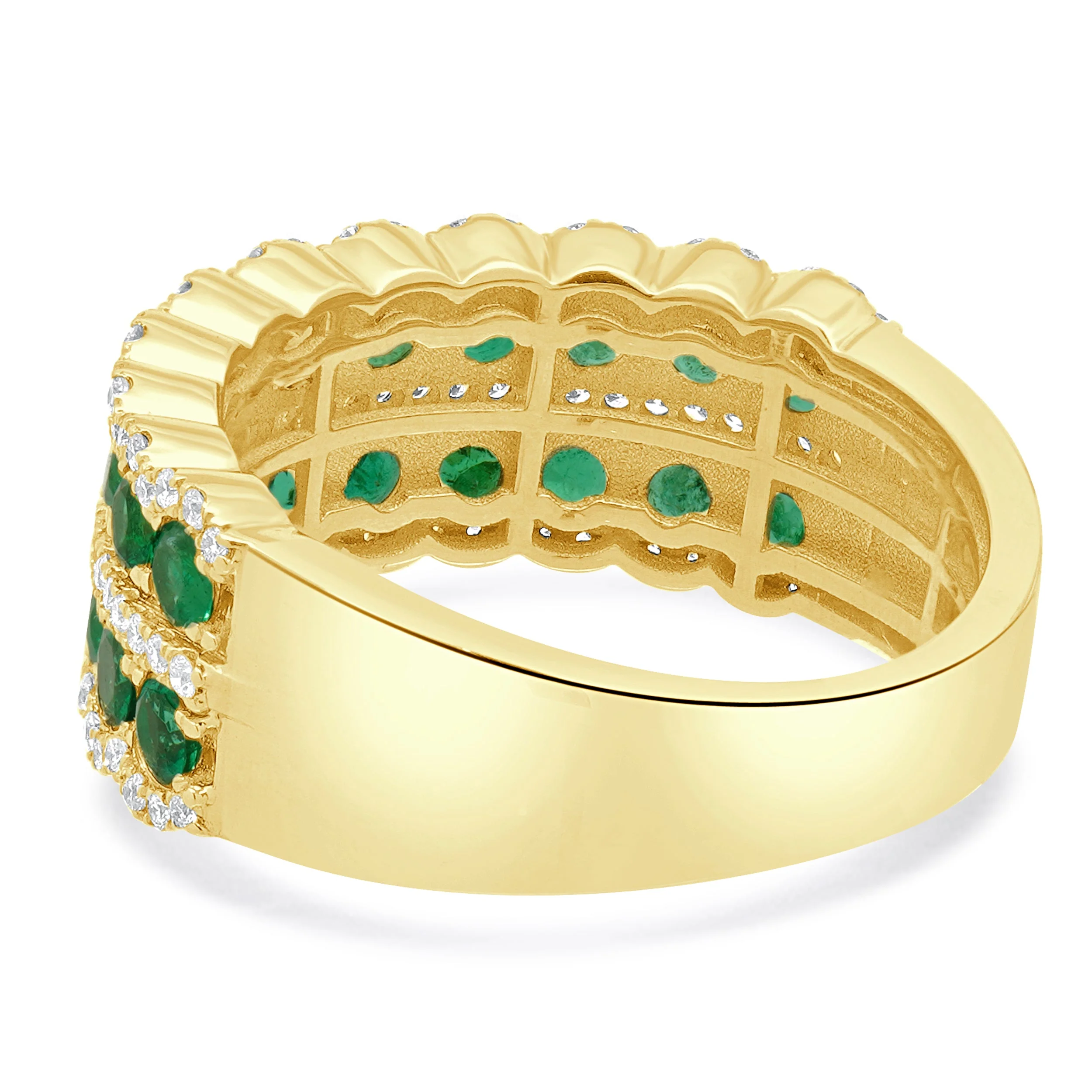 14 Karat Yellow Gold Emerald and Diamond Band - Image 3