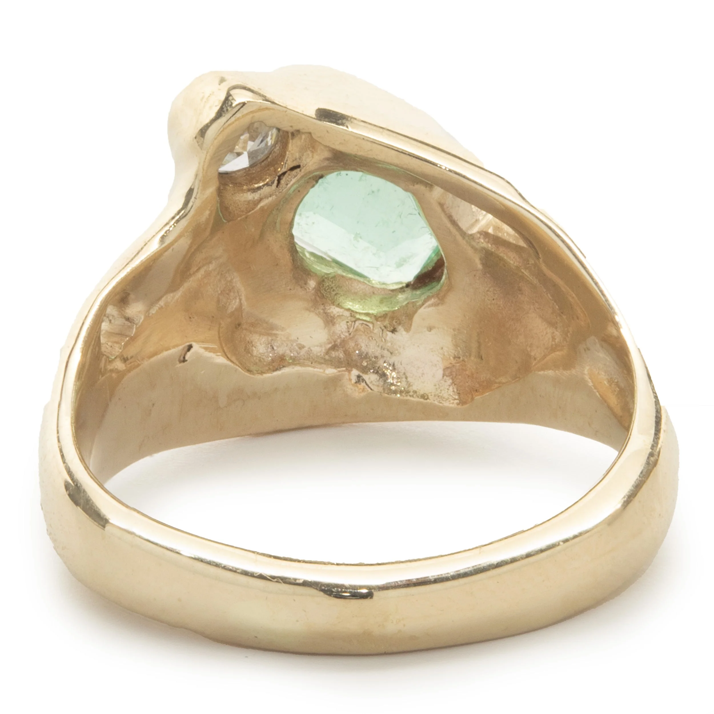 14 Karat Yellow Gold Fluorite and Diamond Freeform Ring - Image 4
