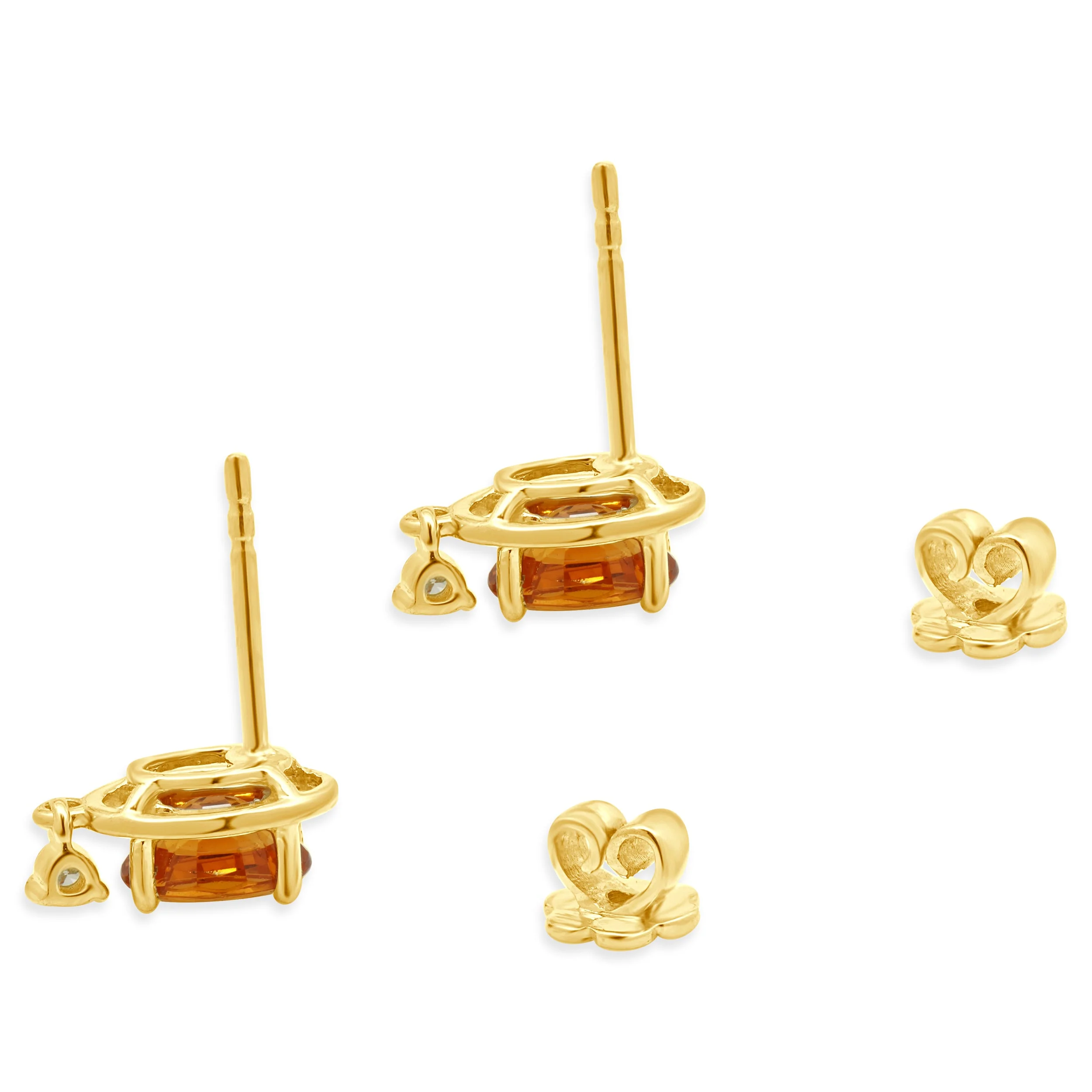 14 Karat Yellow Gold Grosslar Garnet and Diamond Stud Earrings - Image 4