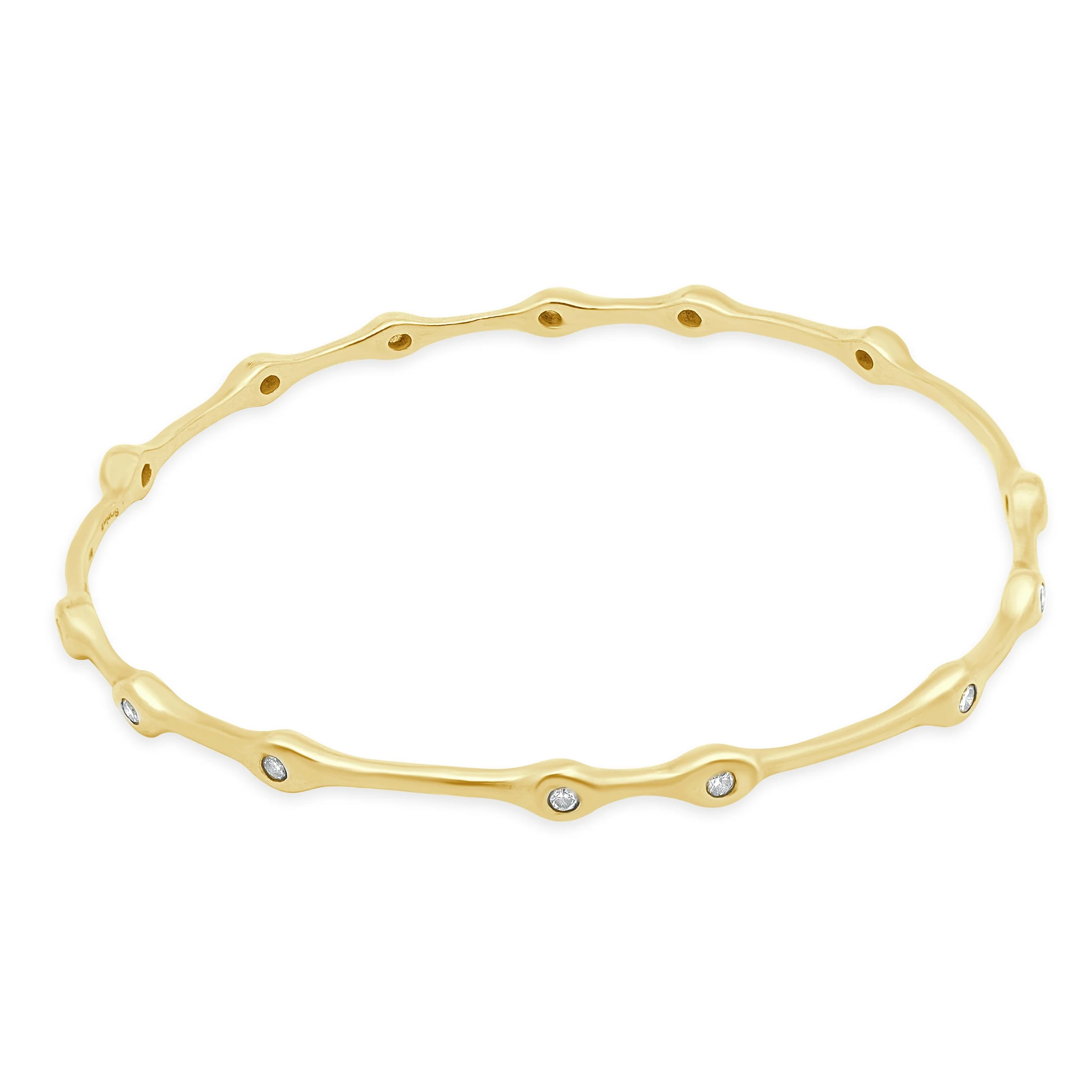 14 Karat Yellow Gold Gypsy Set Diamond Scalloped Bracelet - Image 3