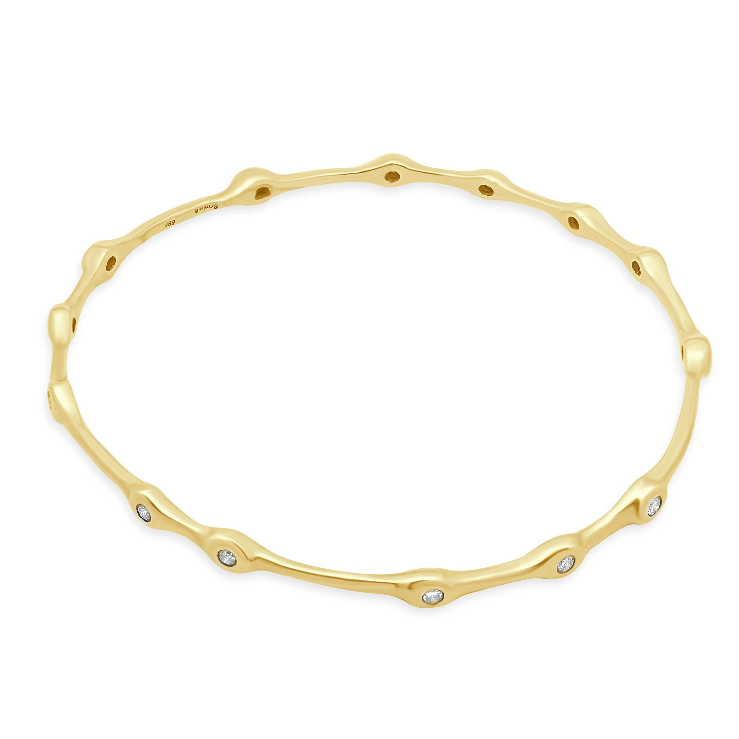 14 Karat Yellow Gold Gypsy Set Diamond Scalloped Bracelet - Image 4