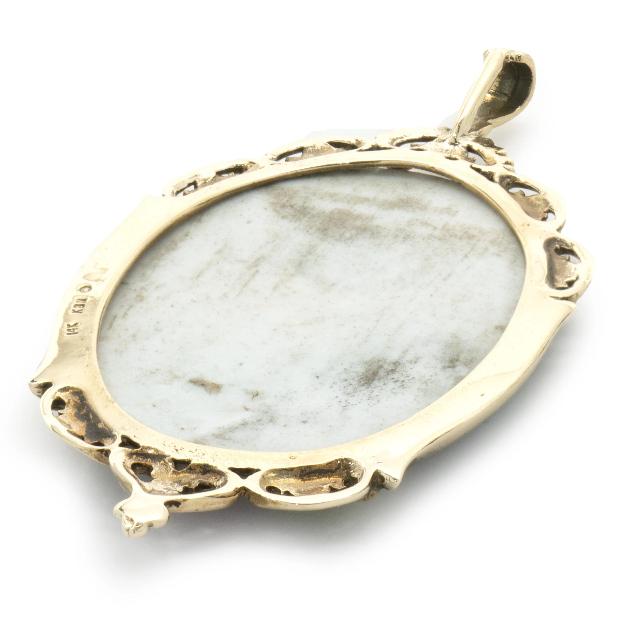 14 Karat Yellow Gold Hand Painted Porcelain Pendant - Image 4