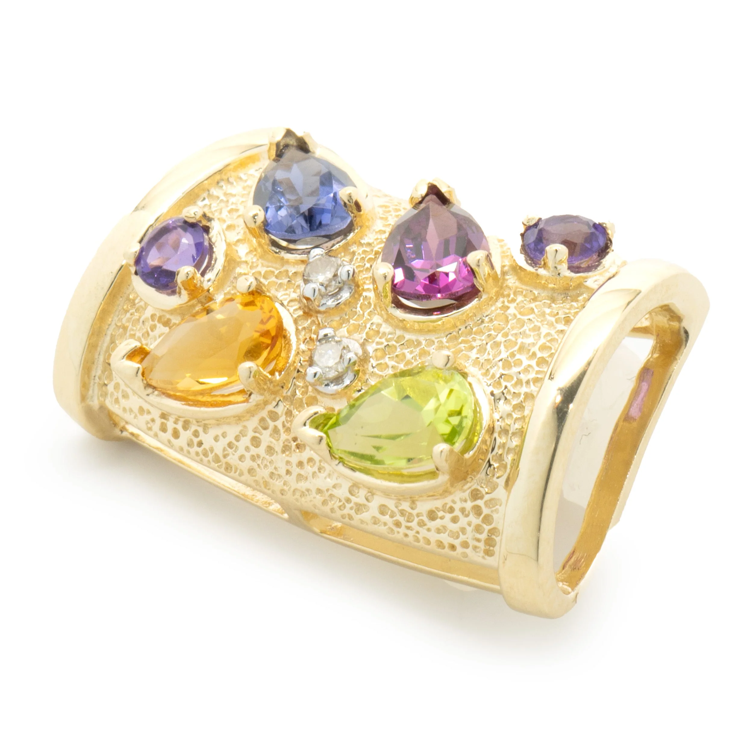 14 Karat Yellow Gold Multi Gemstone Slide Pendant - Image 3