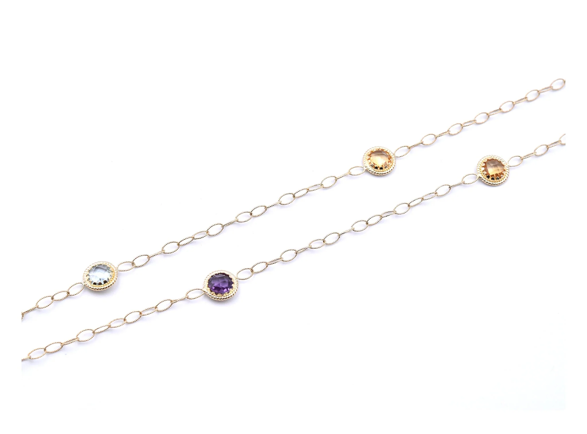 14 Karat Yellow Gold Multi-Gemstone Station Necklace - Image 3