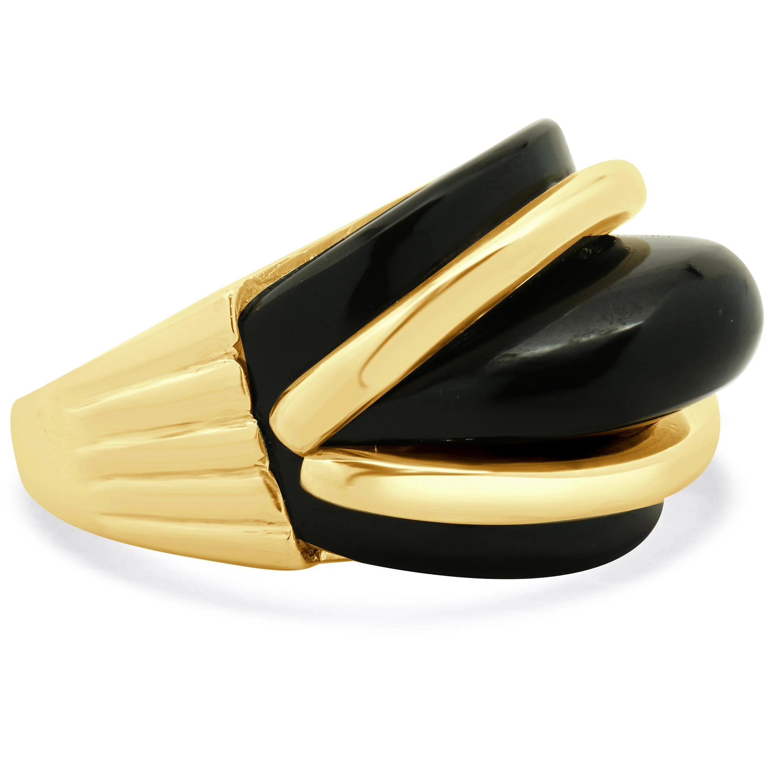 14 Karat Yellow Gold Onyx Scalloped Ring - Image 3