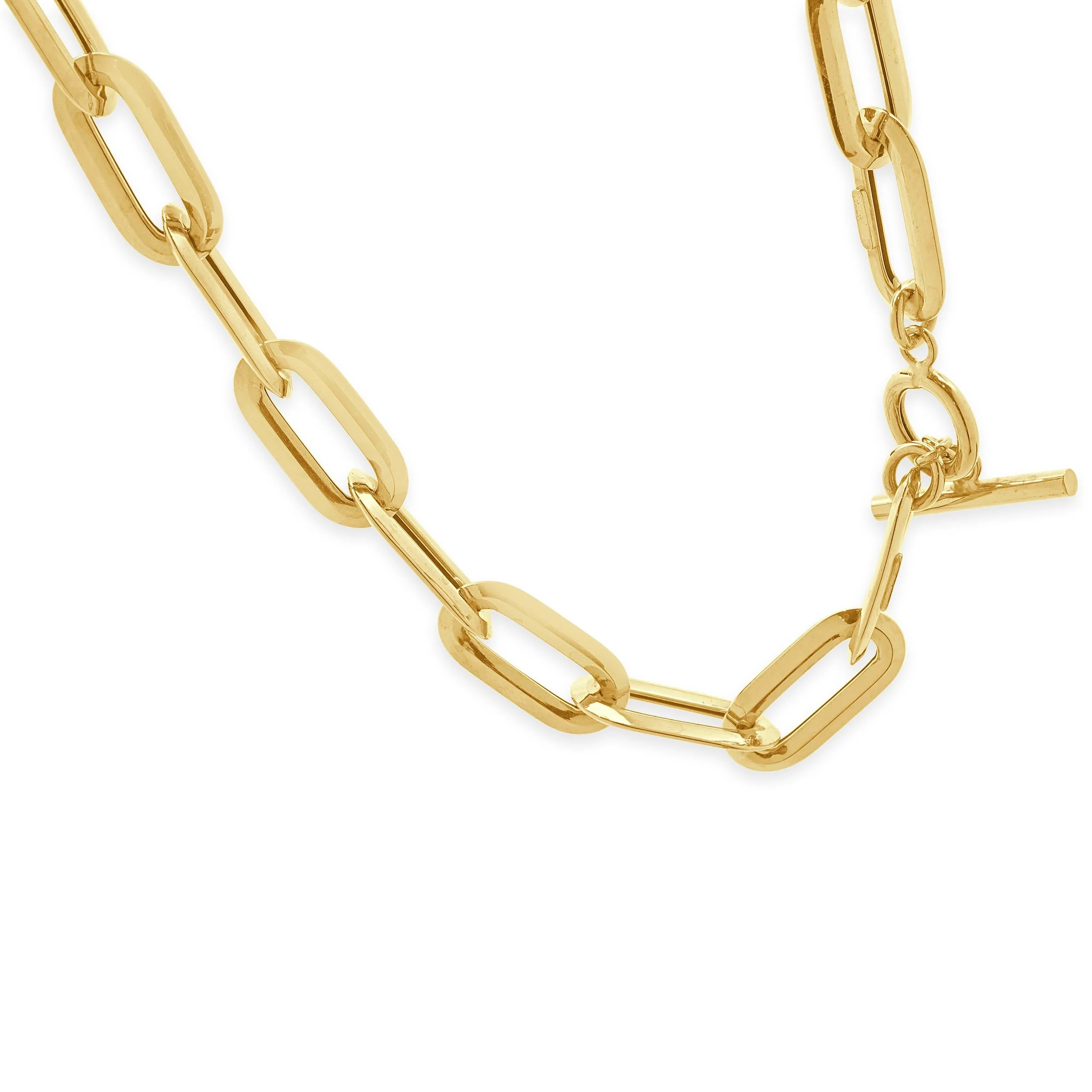 14 Karat Yellow Gold Oval Paperclip Link Necklace - Image 2